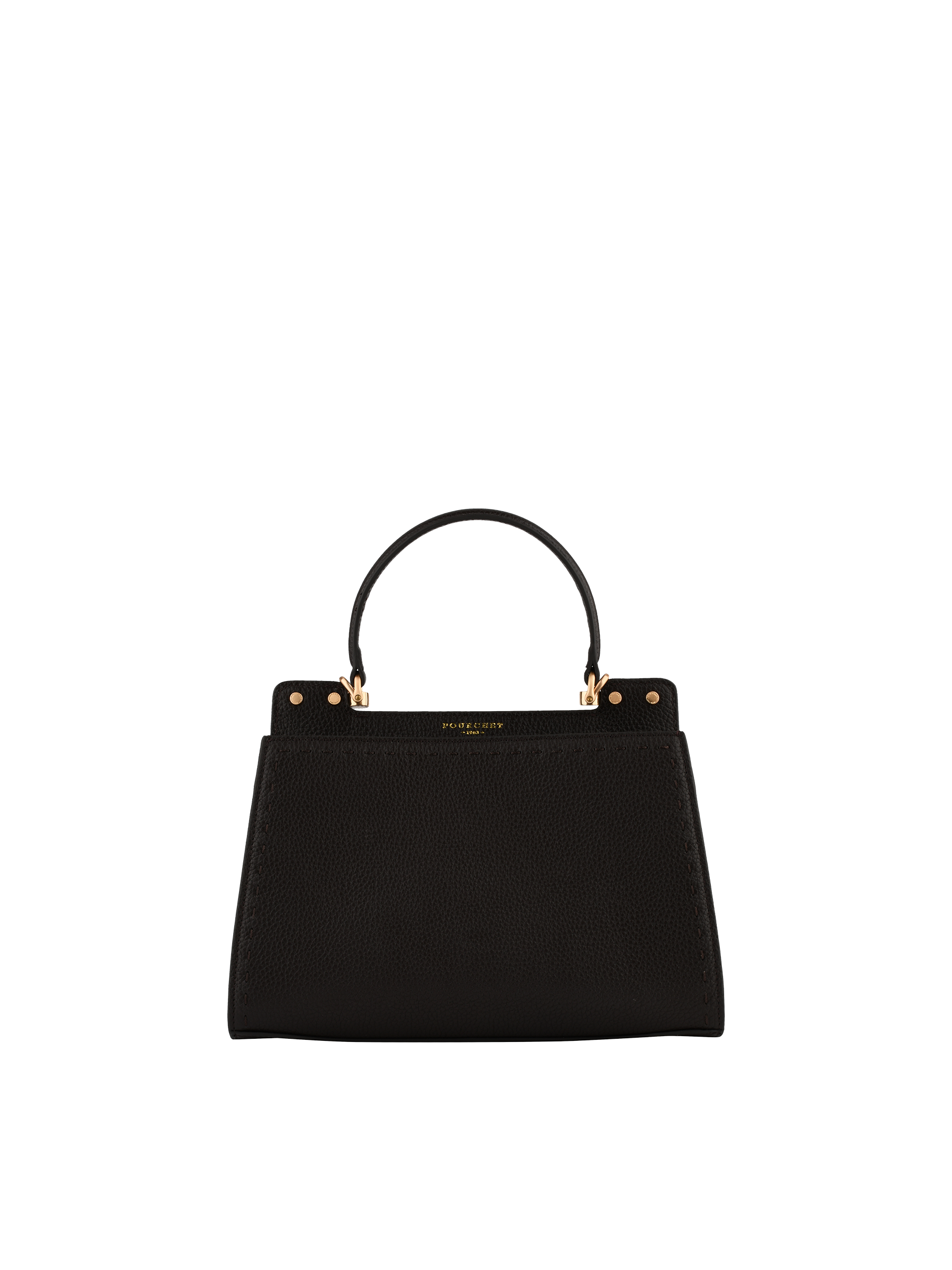 Cowhide leather handbag with a suede-effect finish POURCHET Brown