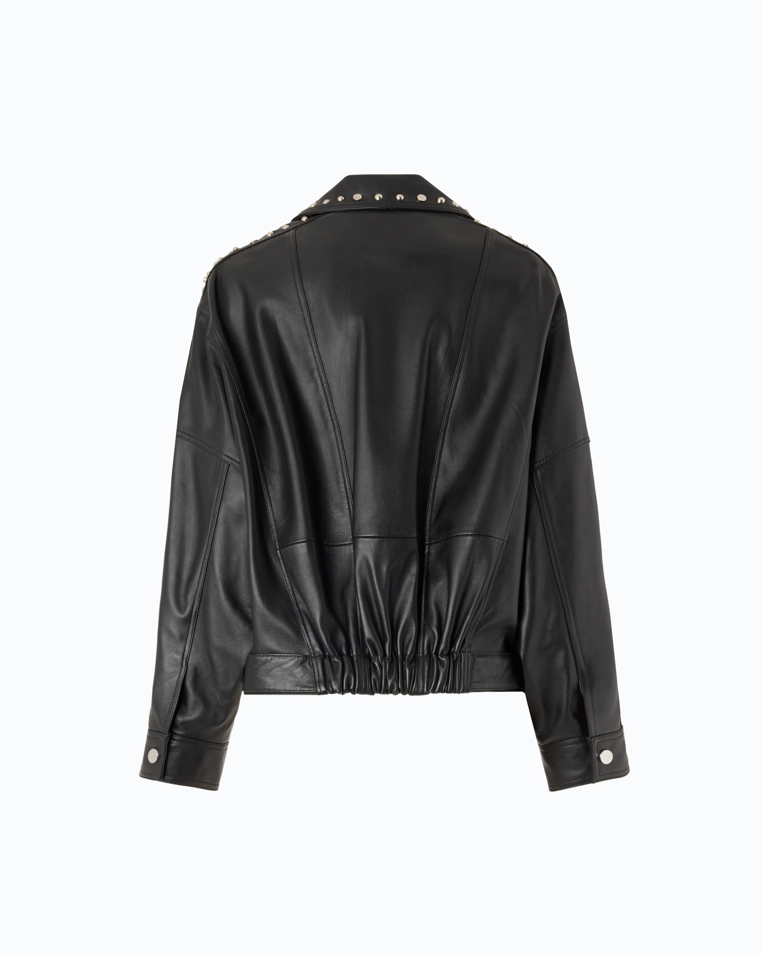 Studded nappa leather biker jacket PINKO Black