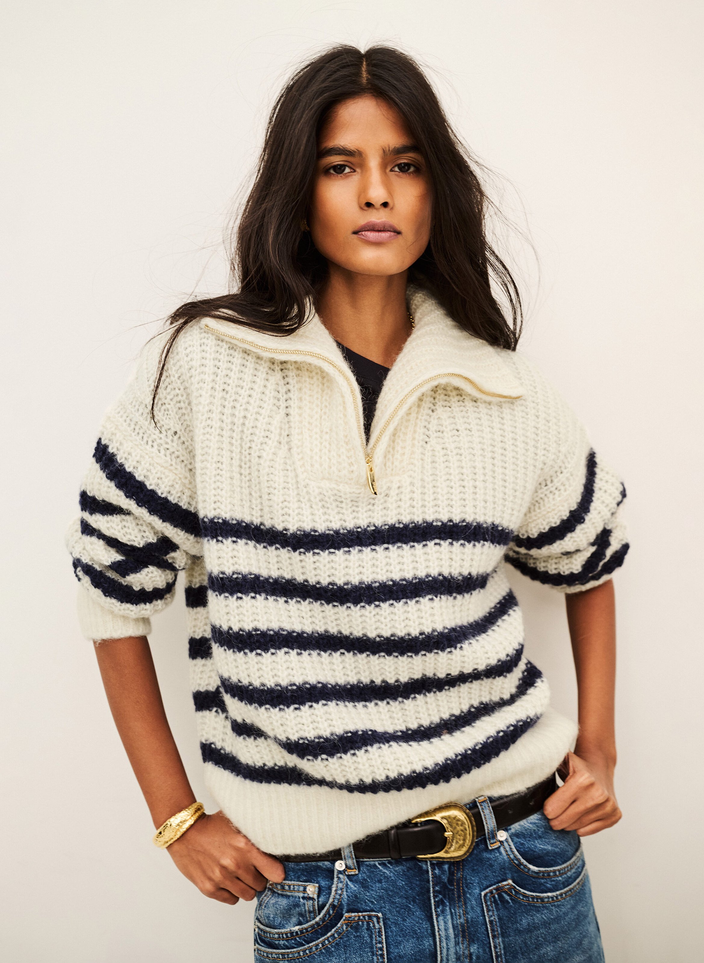 Pullover mit Zip-Kragen aus Woll-Mix BA&SH