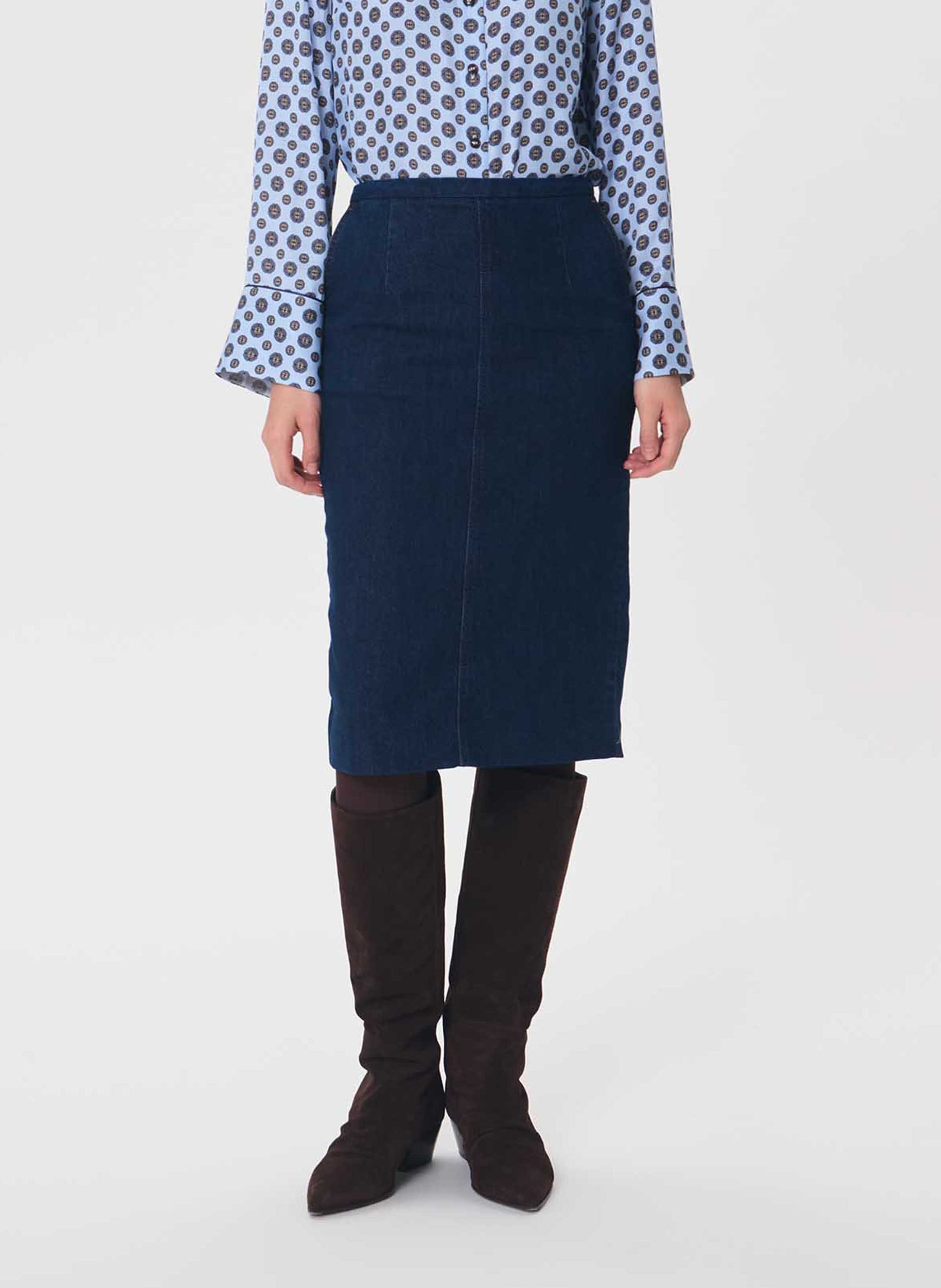 Jupe midi crayon en denim TARA JARMON Bleu