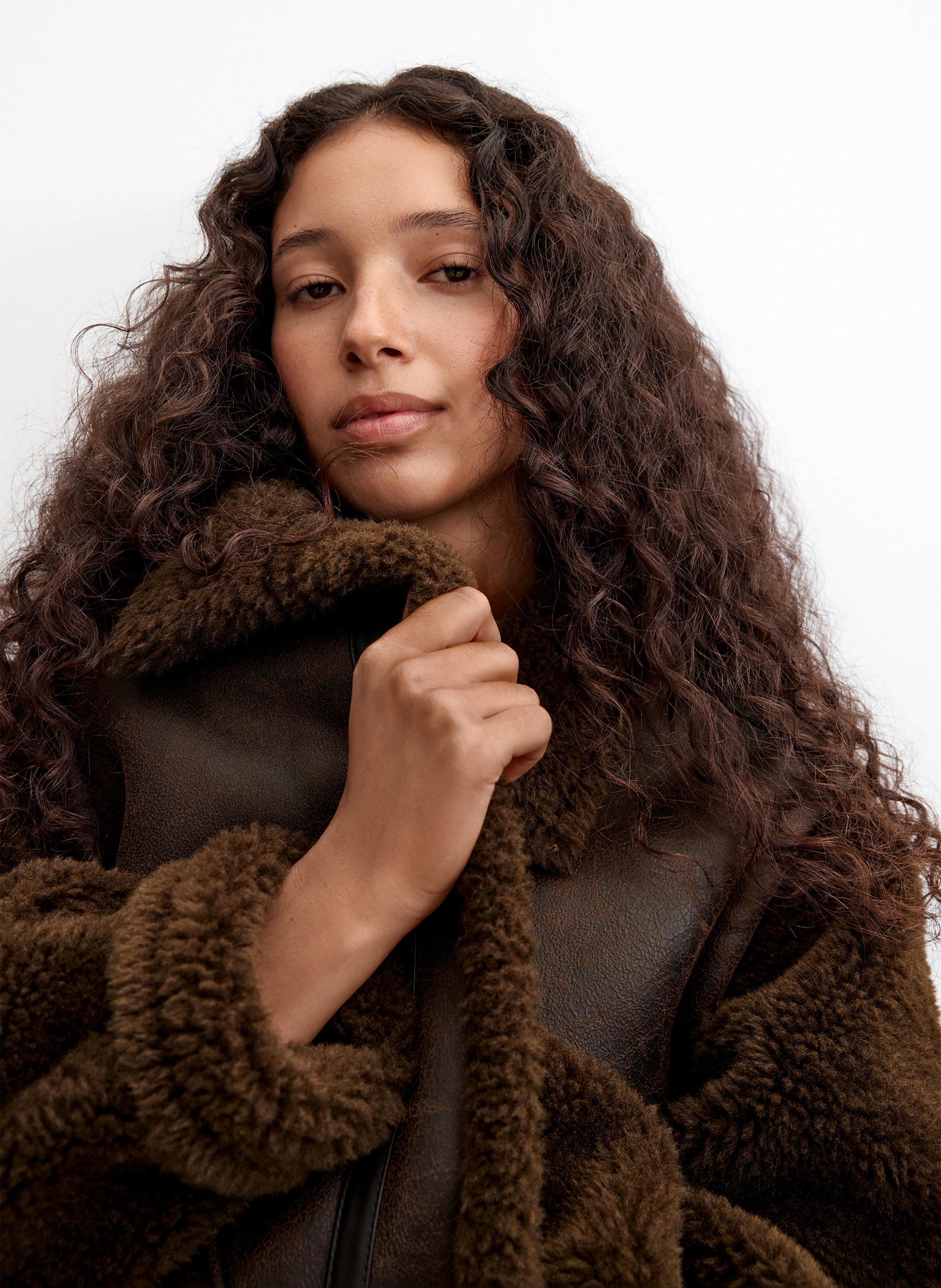 Oversized solid color button-up coat DESIGUAL Brown