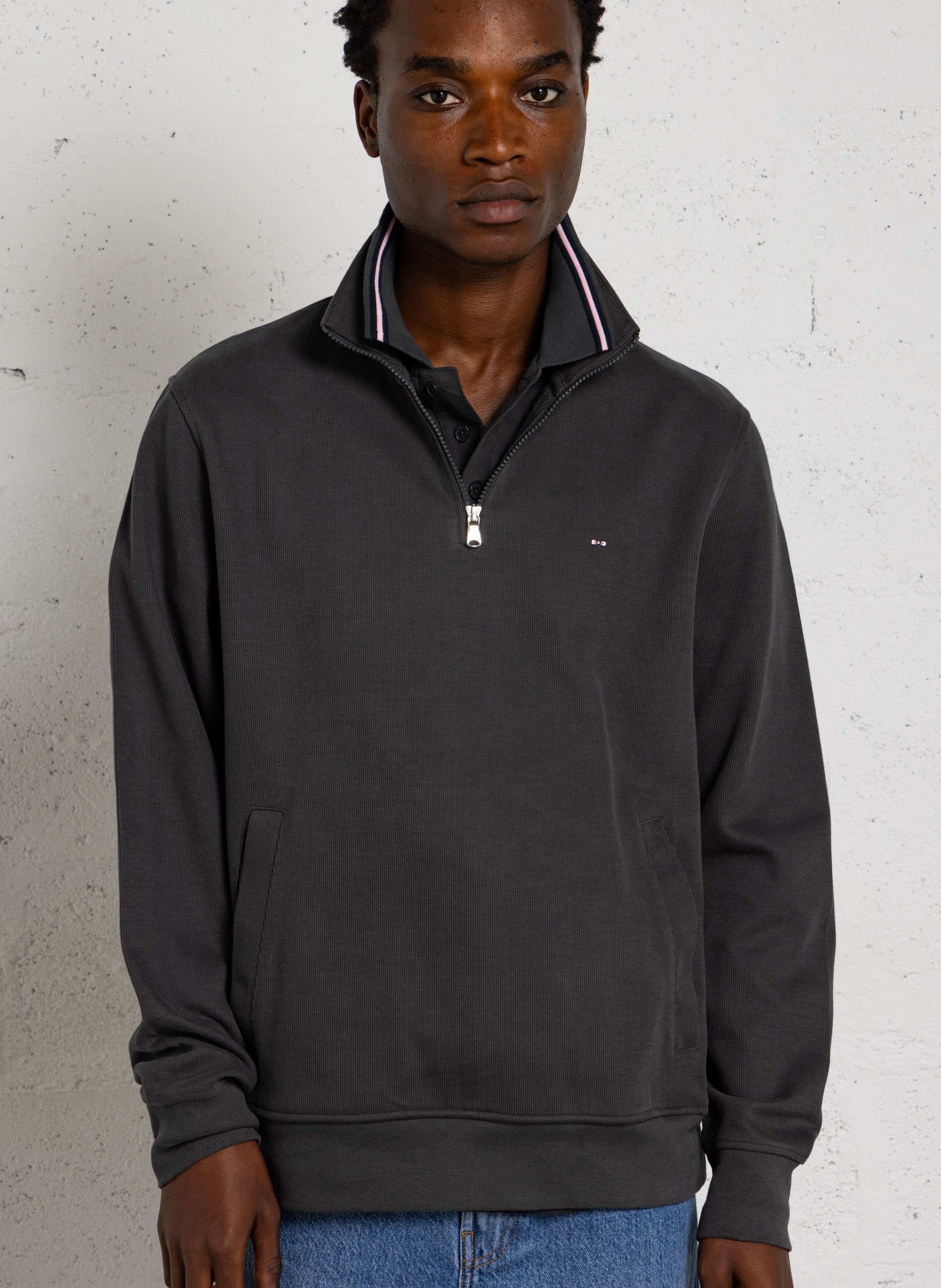 Straight sweatshirt with trucker collar EDEN PARK