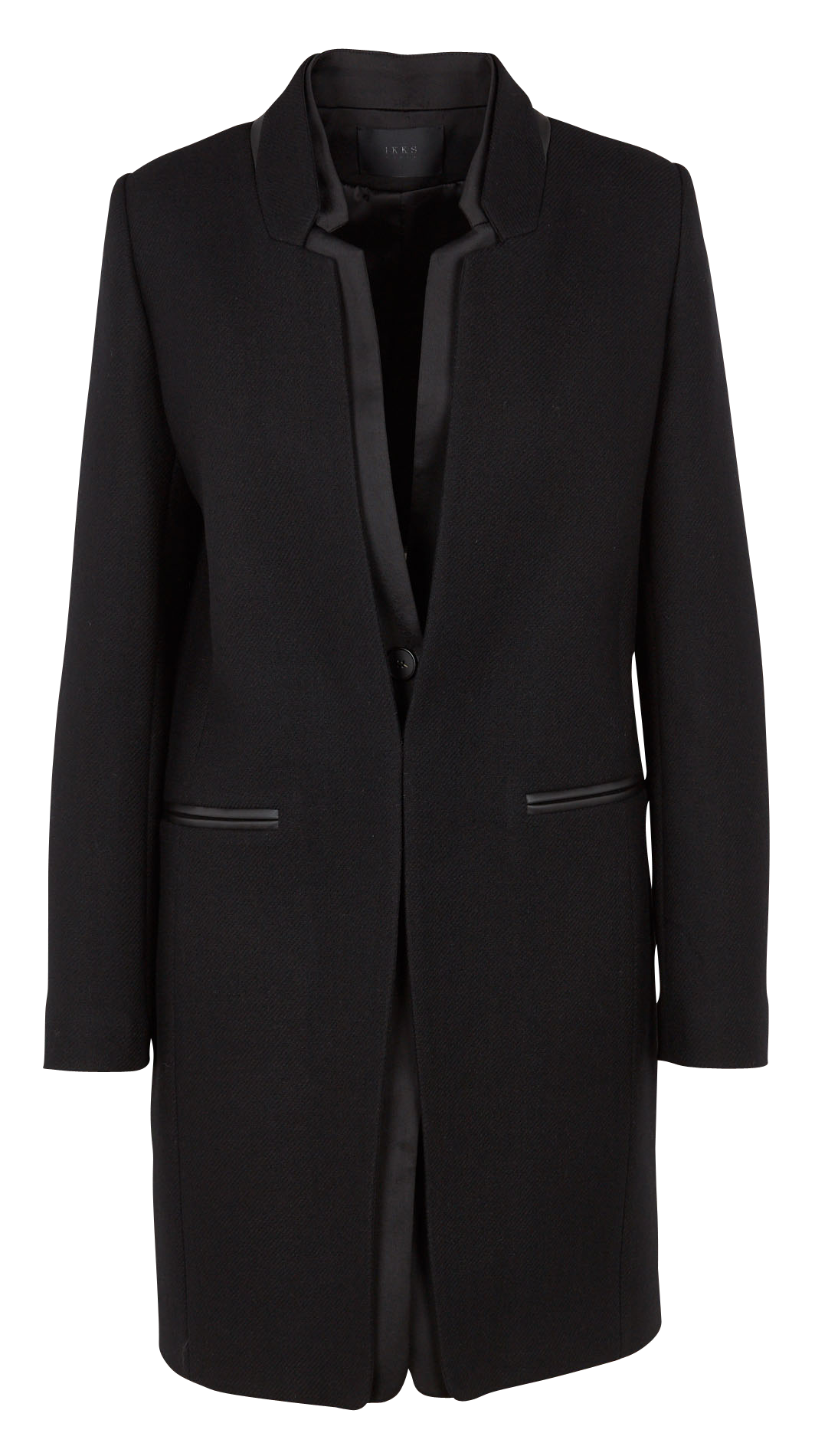 Halblanger Wollmantel mit doppeltem Kragen IKKS Schwarz