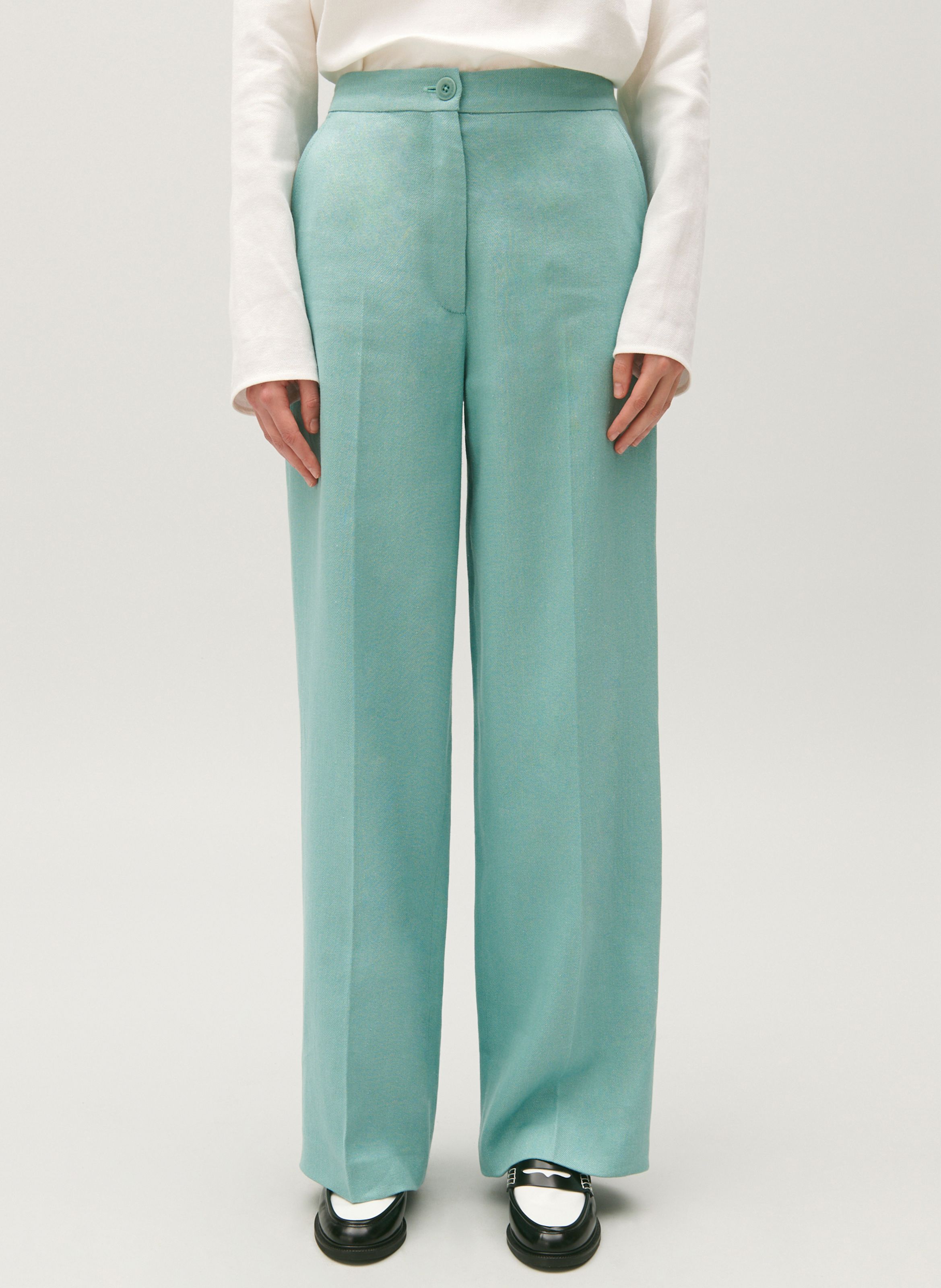 Linen blend Tailored Pants Vert D Eau Claudie Pierlot Women