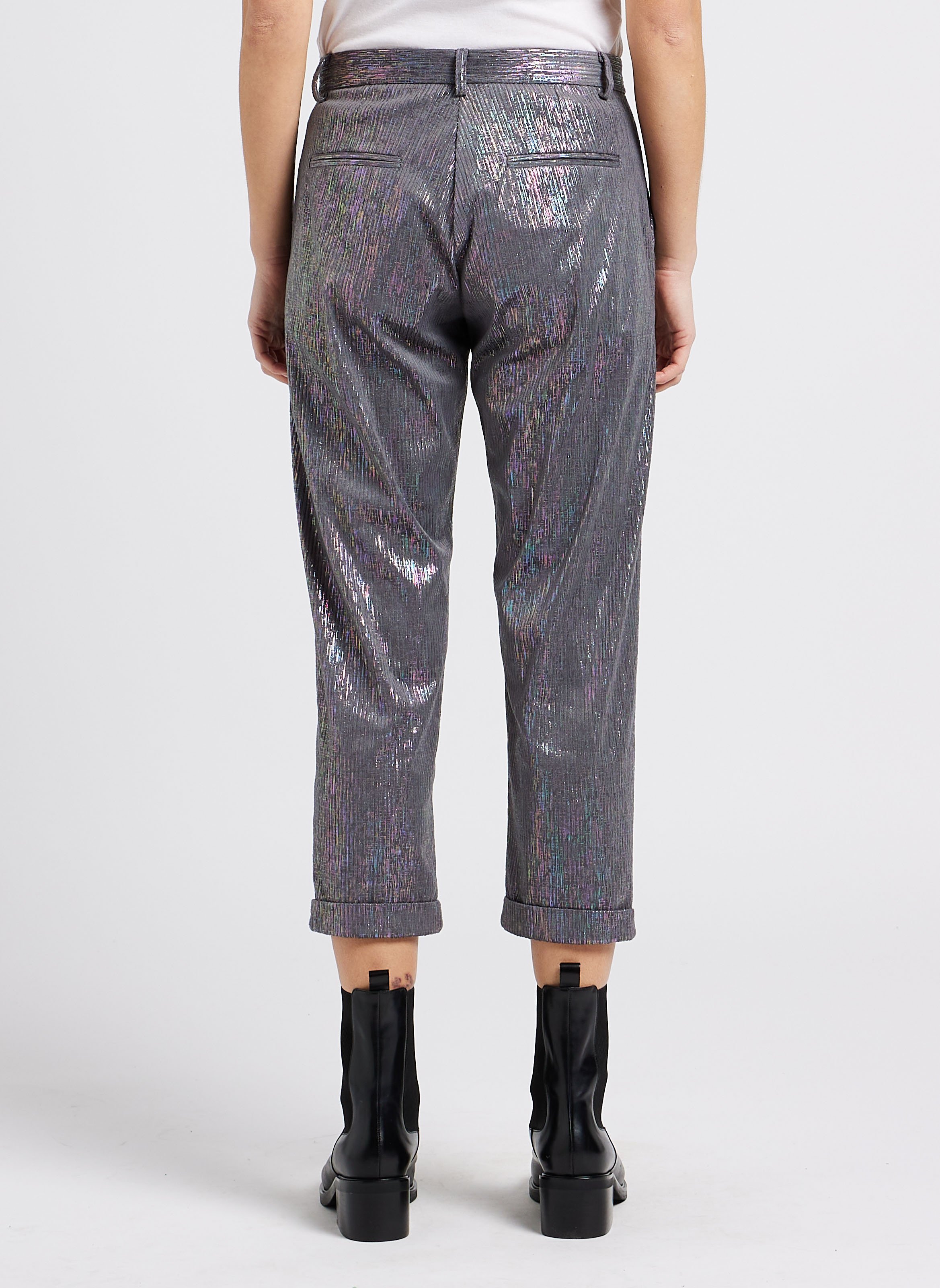 Corduroy chinos with multicolored lurex thread IMPERIAL Grey