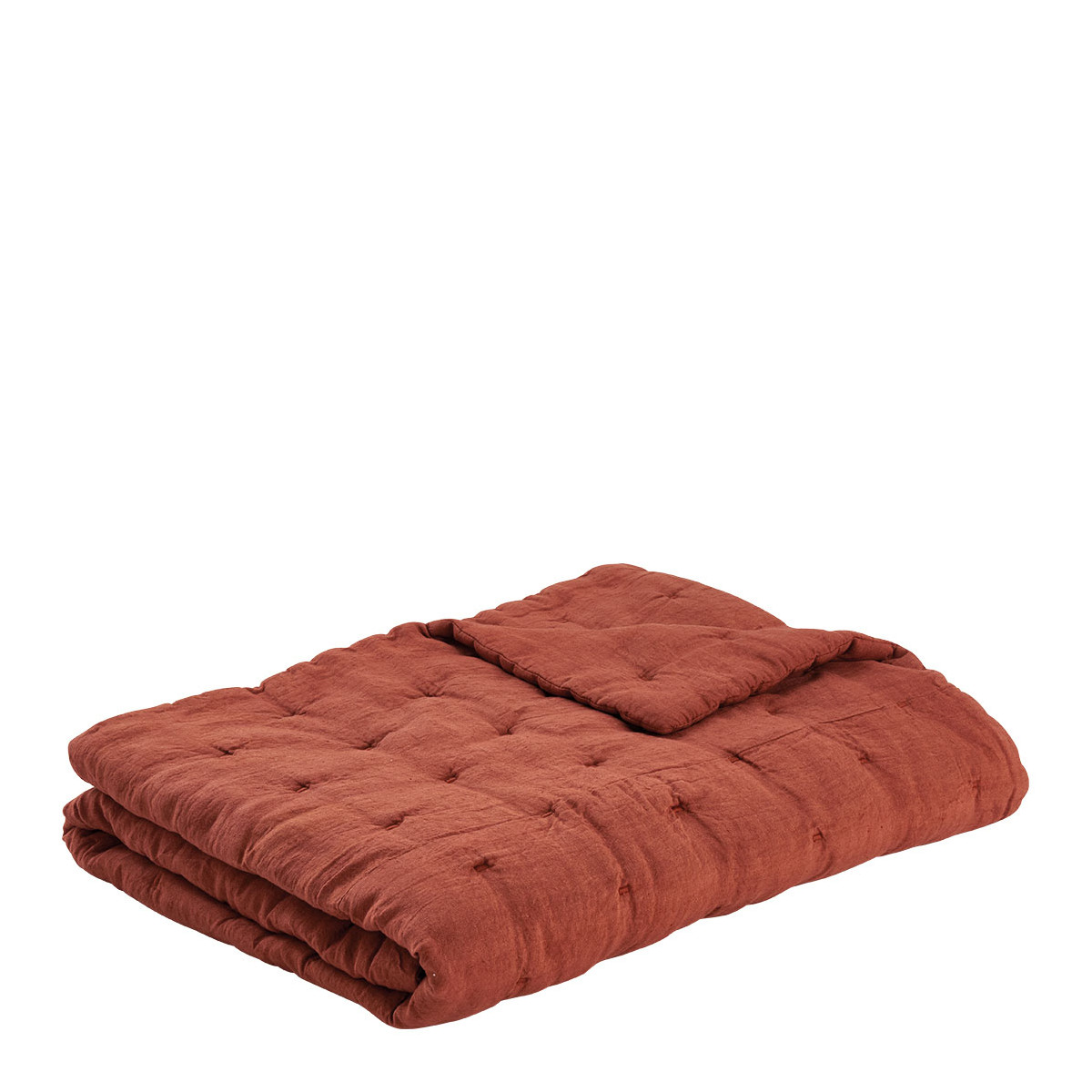 Couvre-lit chloé en lin lavé - 230 x 180 cm - orange brûlé BLANC D'IVOIRE Orange