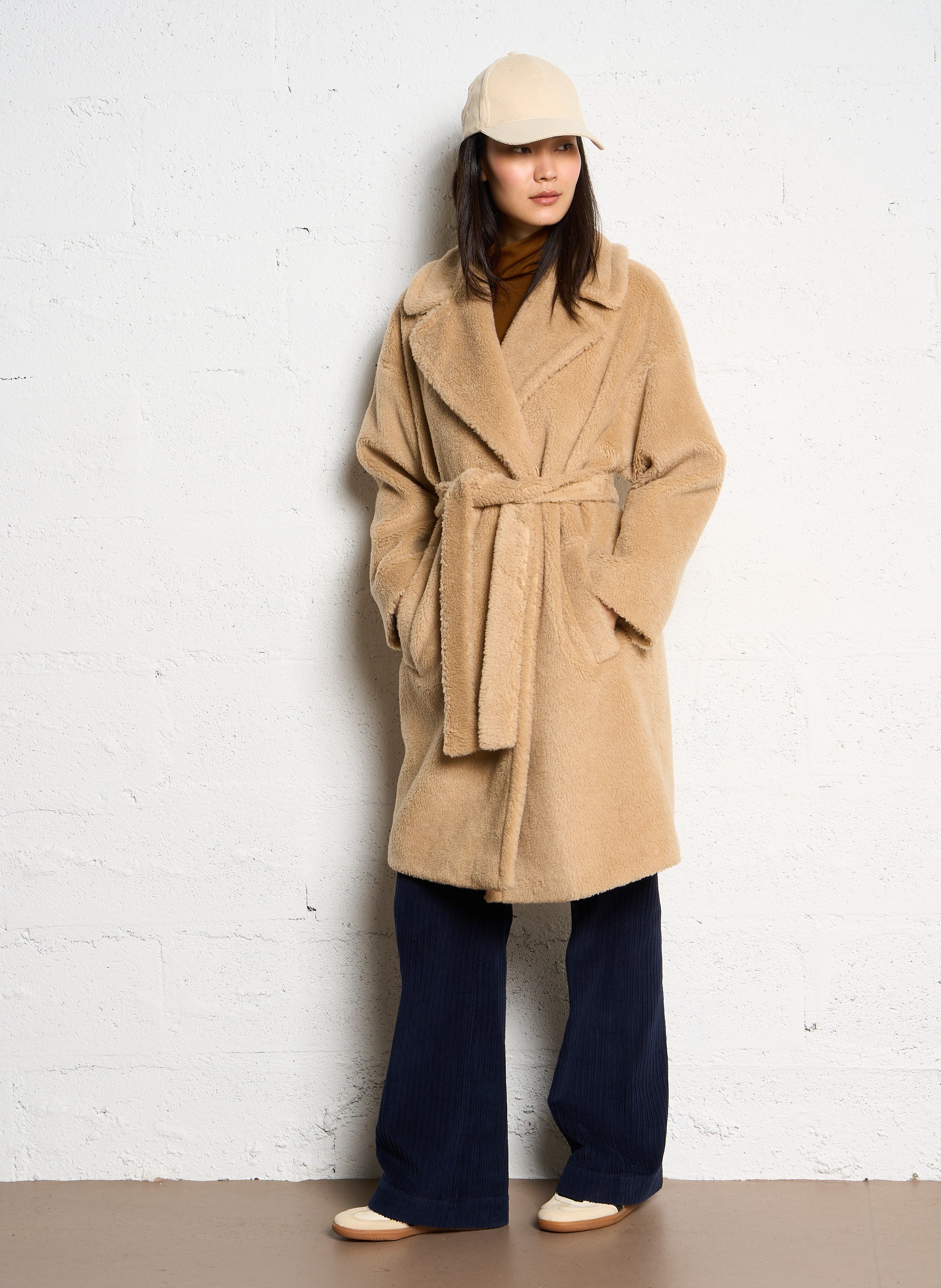 Manteau droit col tailleur en laine mélangée MAX MARA WEEK END Beige