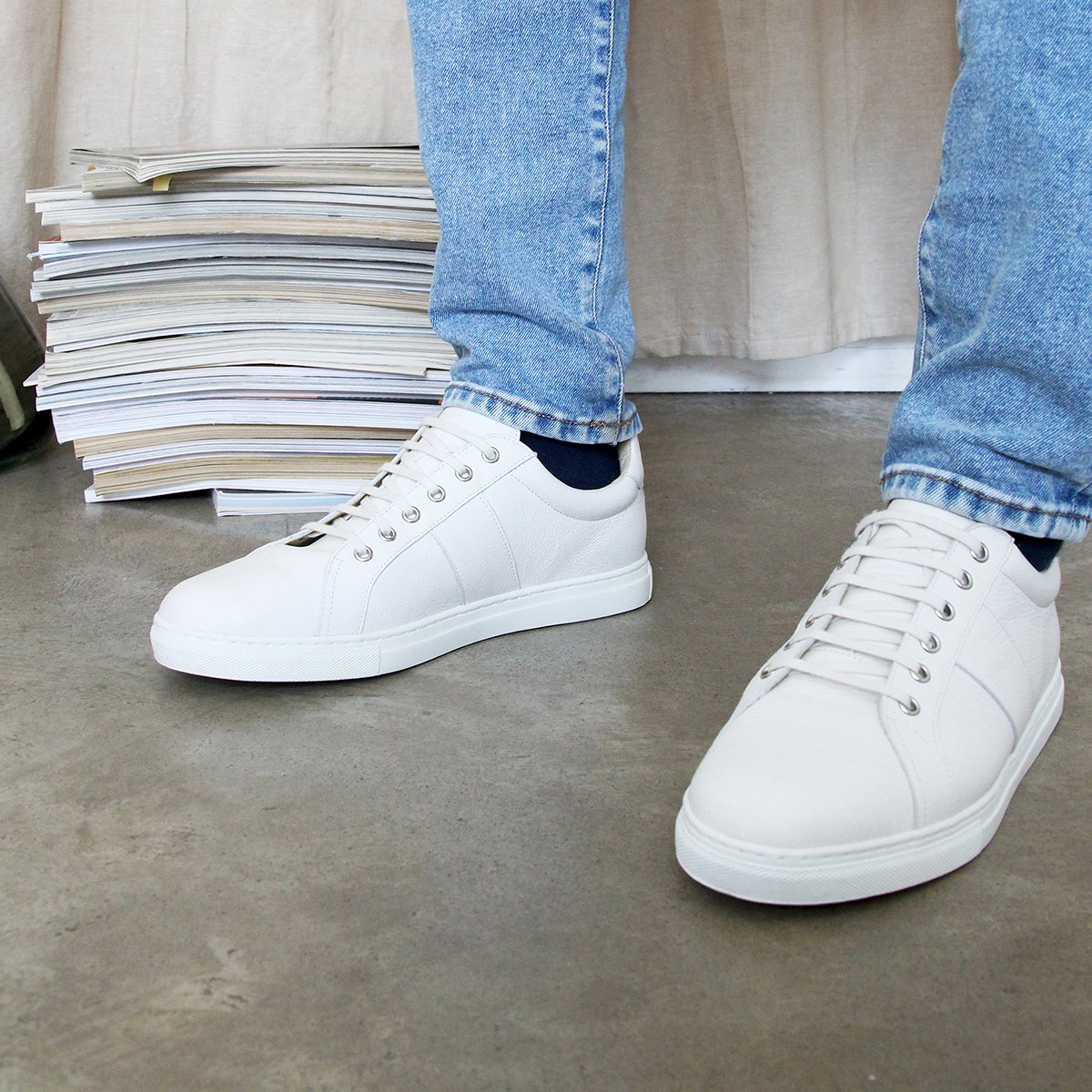 Grained leather Made-in-France sneakers JULES & JENN White