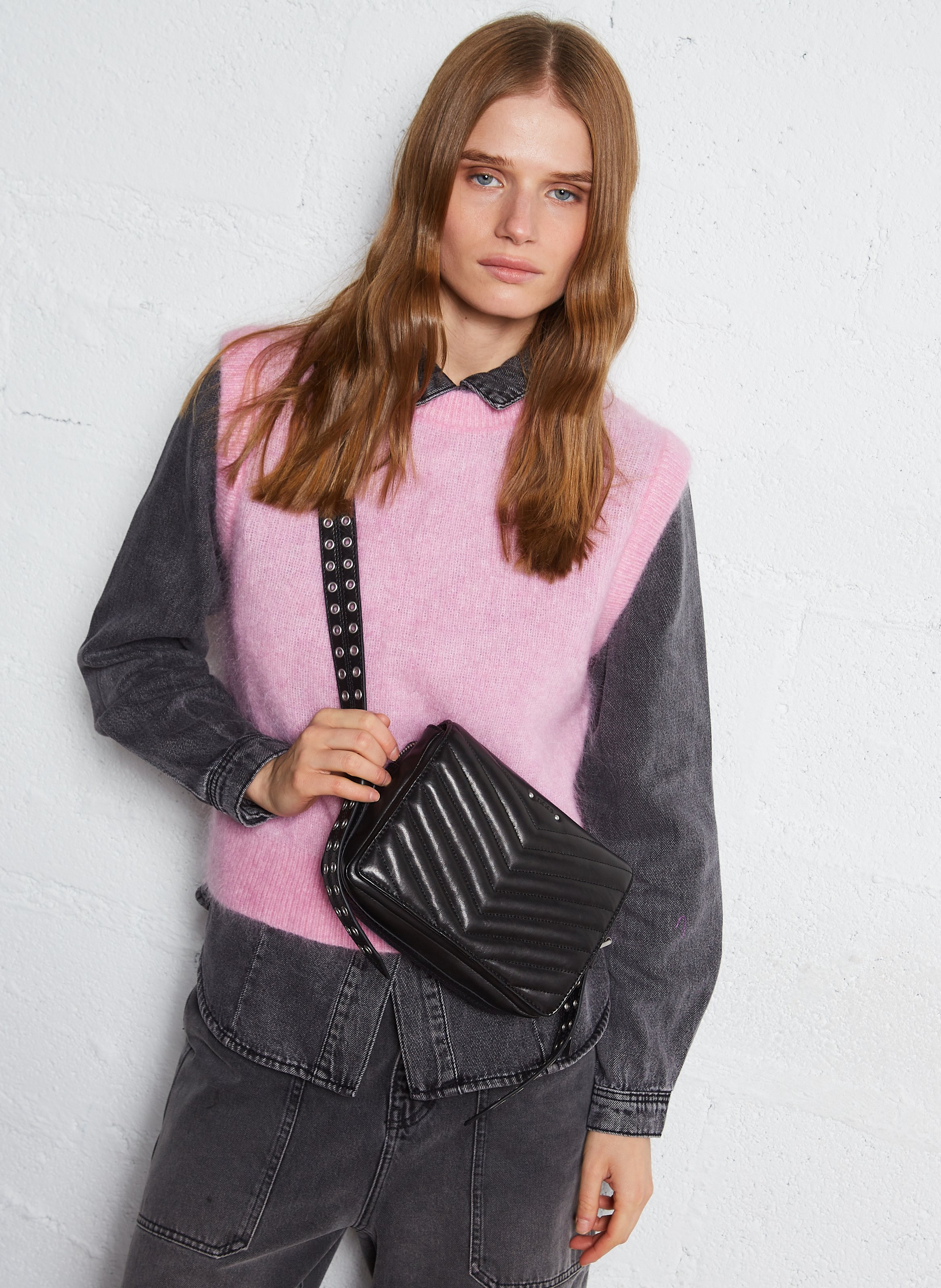 Quilted leather shoulder bag IKKS Black