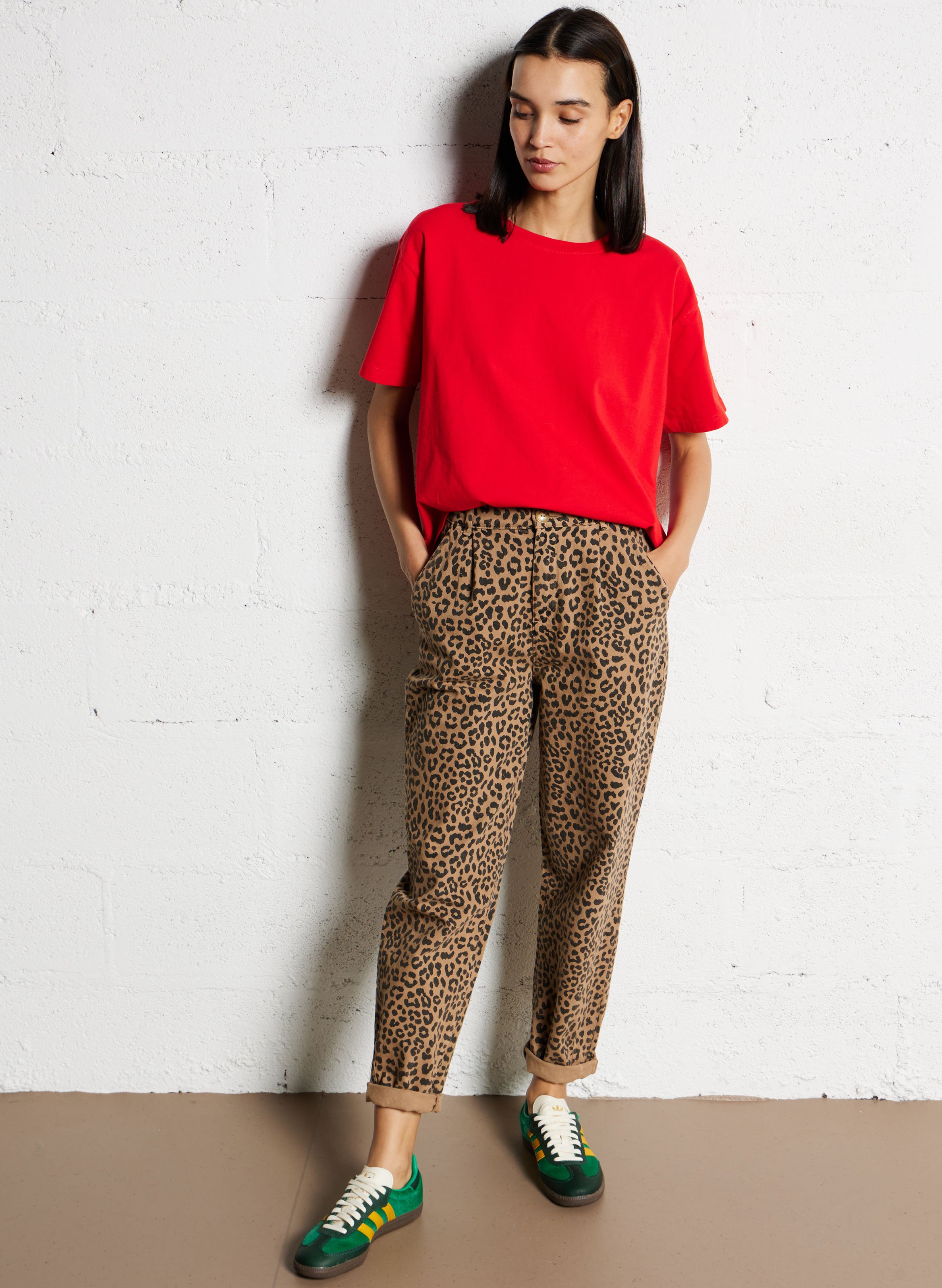 Tee-shirt ample col rond en coton  AMERICAN VINTAGE Rouge