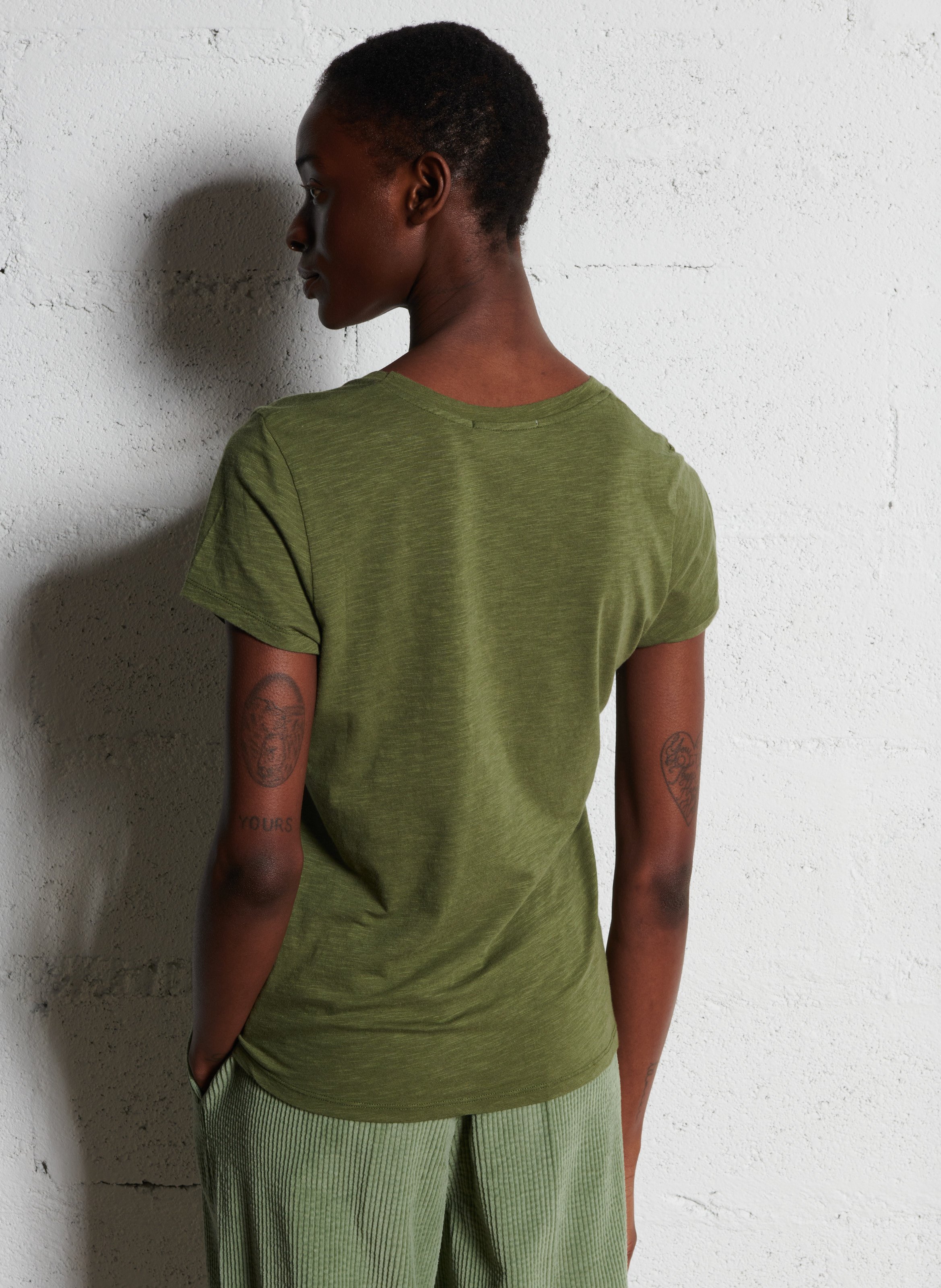 Gestreept T-shirt in marinelook met lange mouwen AMERICAN VINTAGE Groen