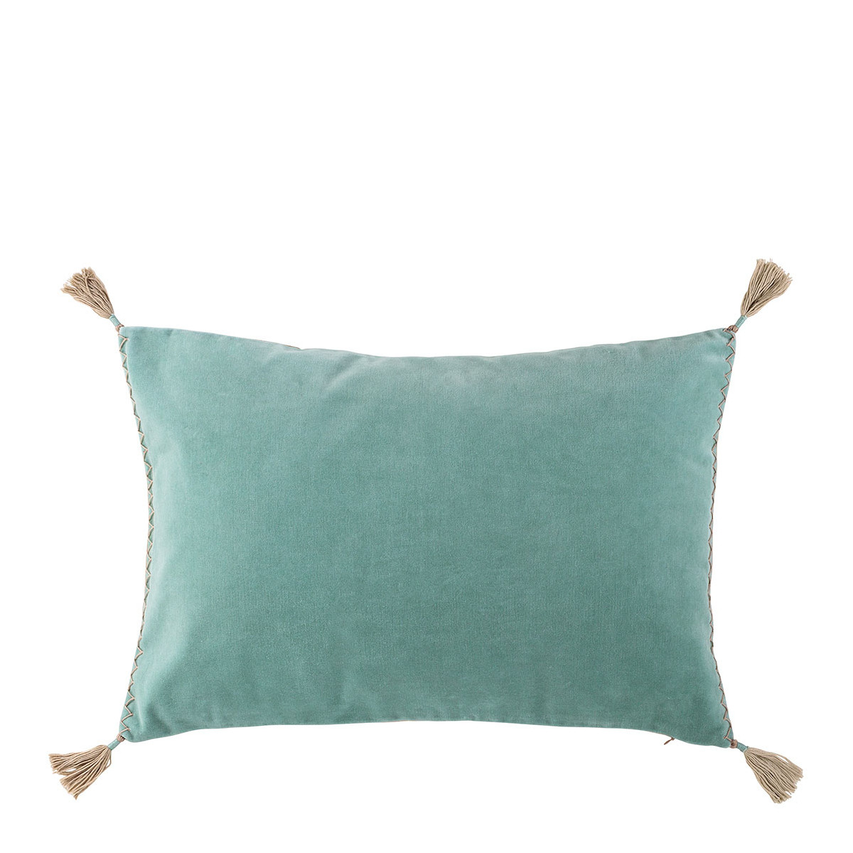 Mattéo cotton velvet cushion cover BLANC D'IVOIRE Blue