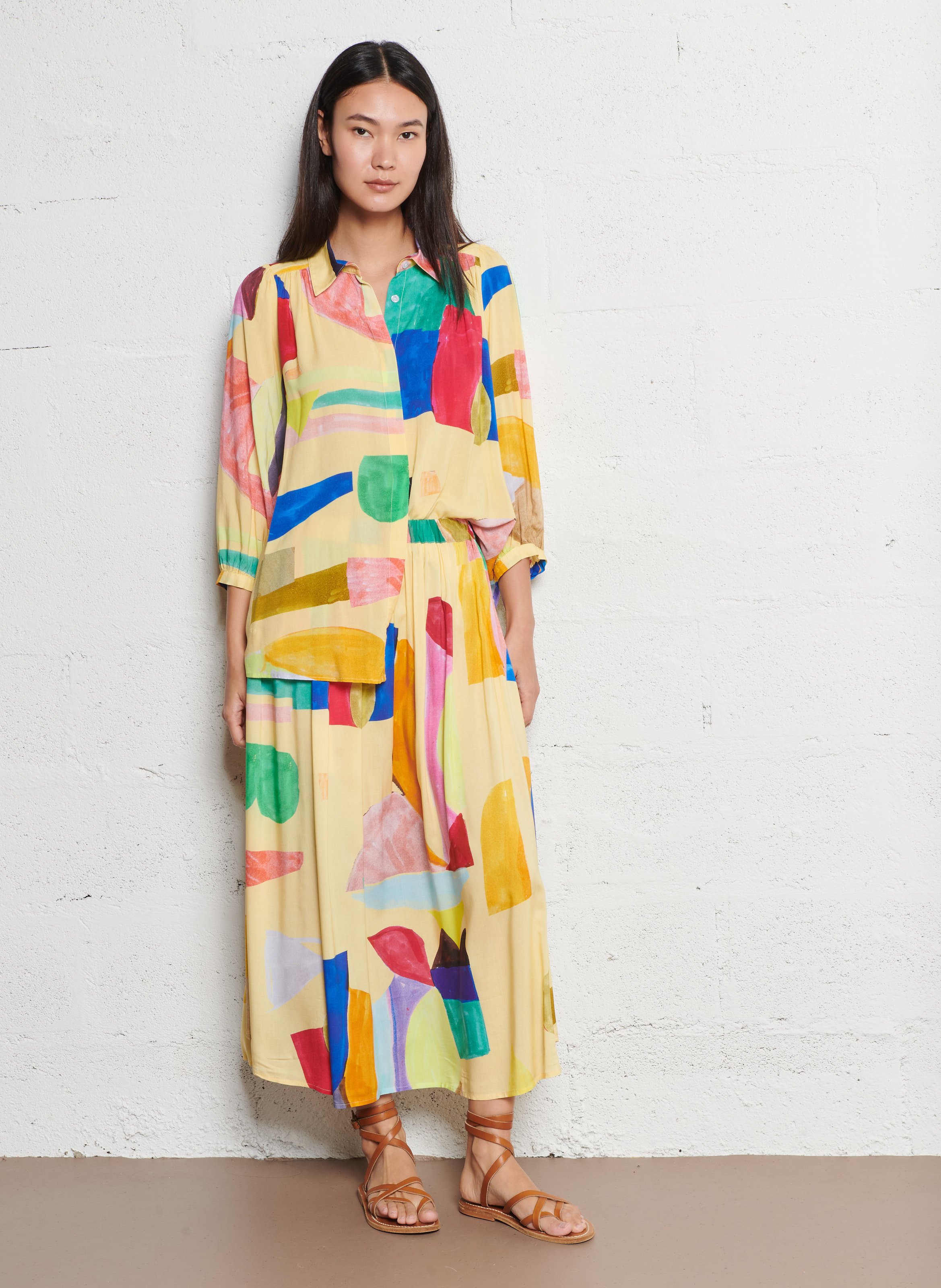 Loose-fit shirt with classic collar G.KERO Yellow