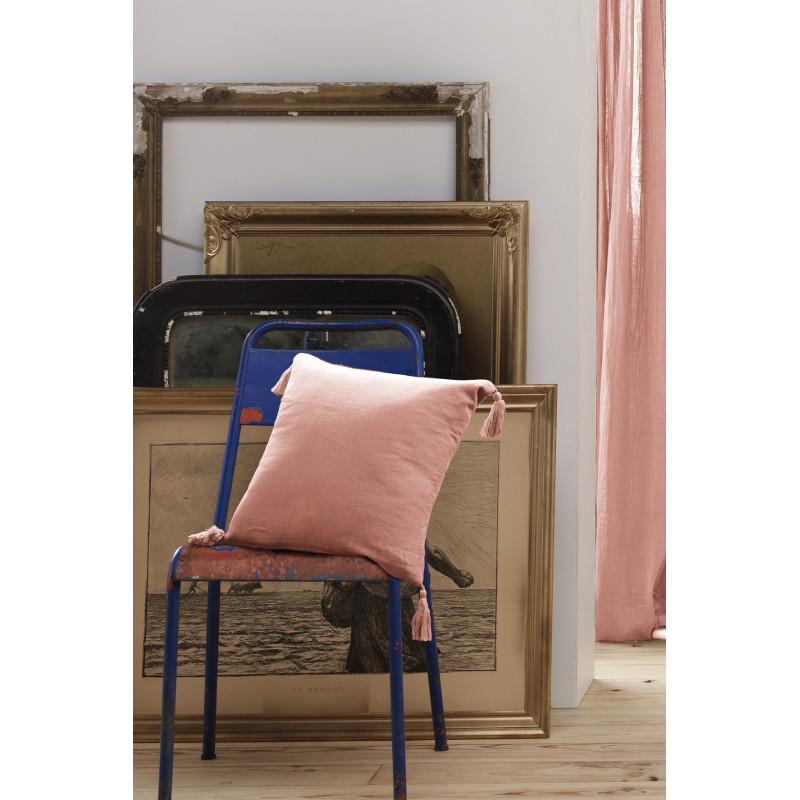 Coussin déco déhoussable 100% coton L'EFFET PAPILLON Rose