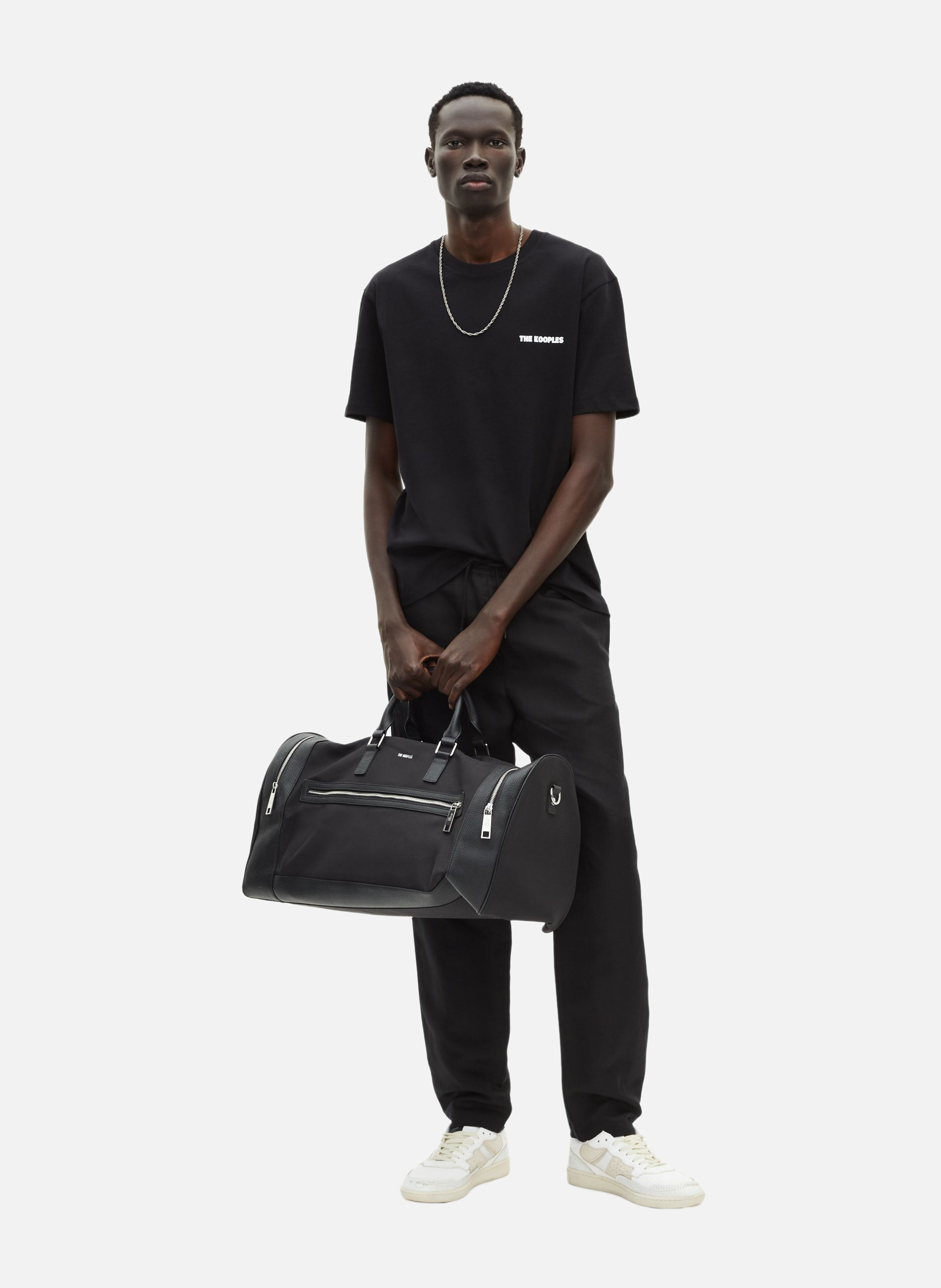 Leather and canvas weekend bag THE KOOPLES Black