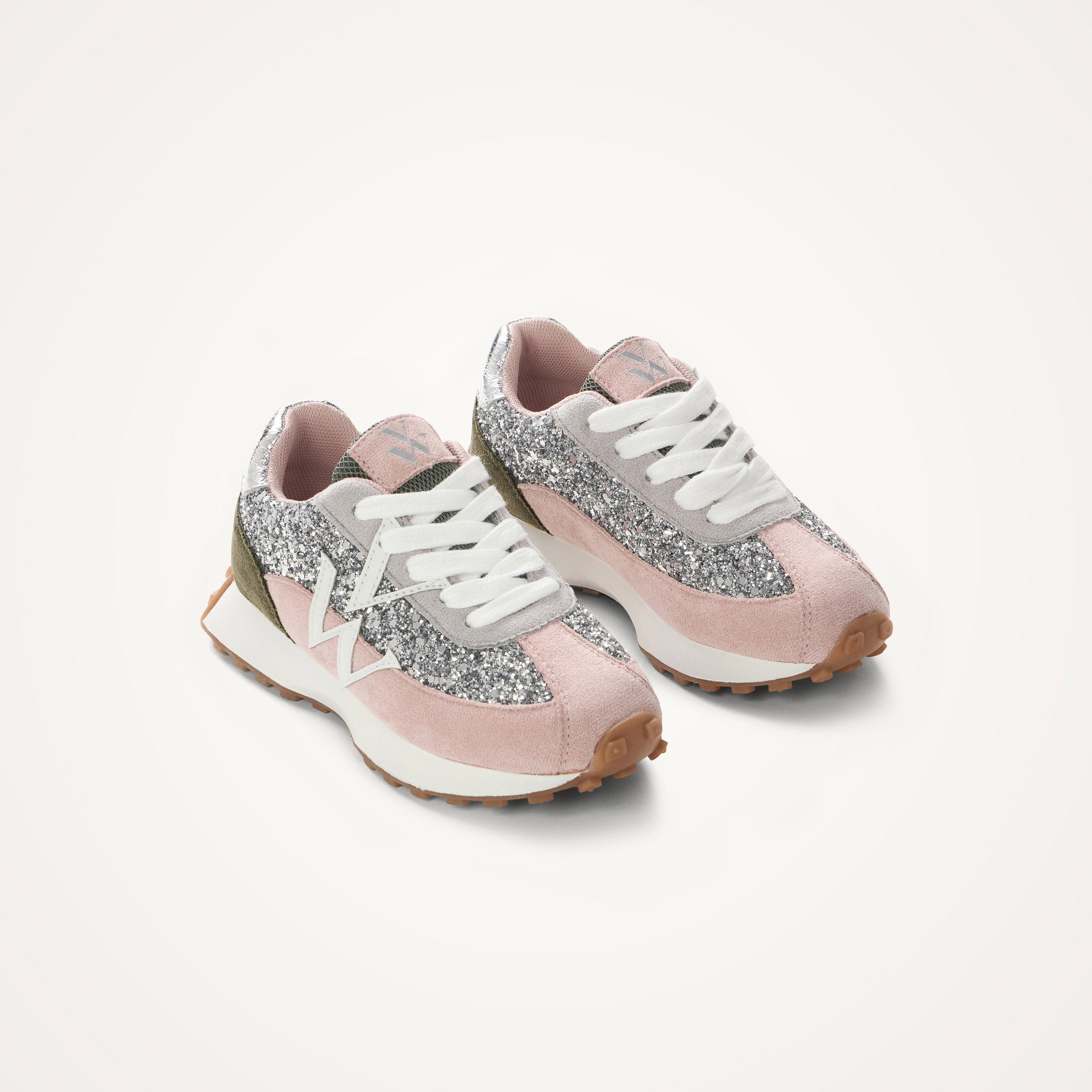 Contrasting leather-effect low-top sneakers VANESSA WU Pink