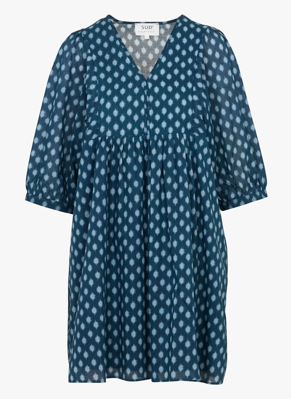 Robe courte col v en coton Ribalt Bleu Sud express Femme Place