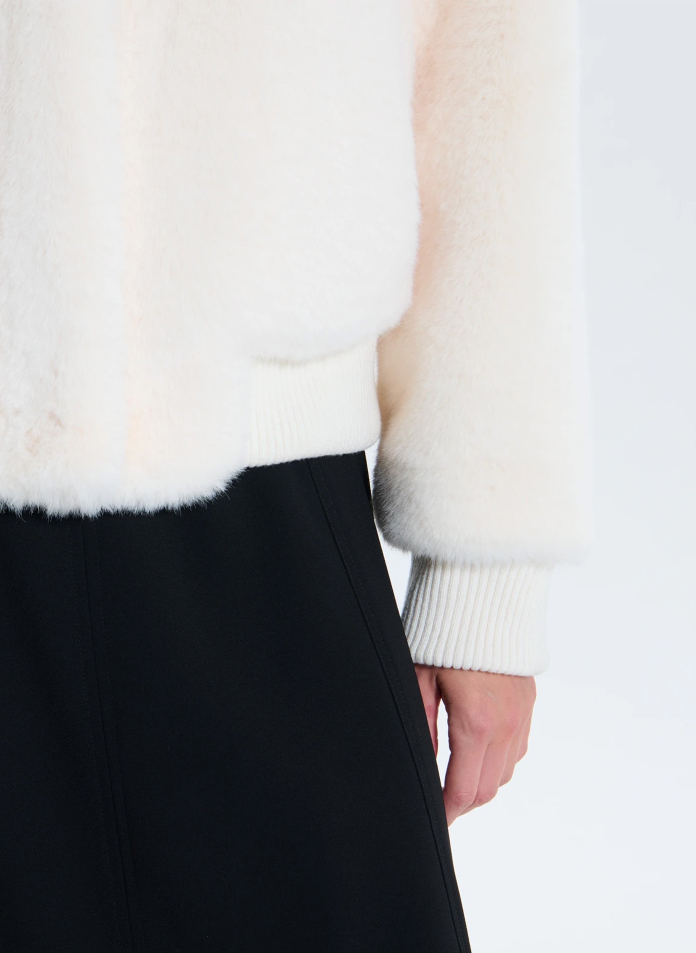 High-neck faux fur jacket ZAPA White