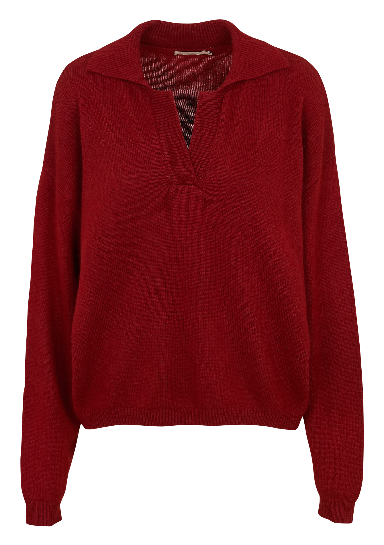 Pull col V droit uni  SEE U SOON Rouge