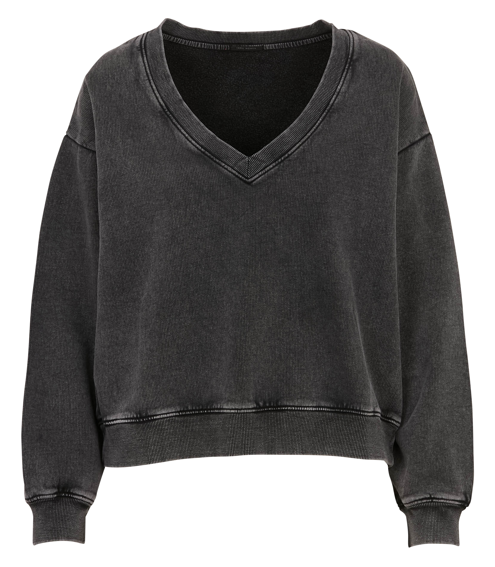Sweat col V en coton IKKS Gris