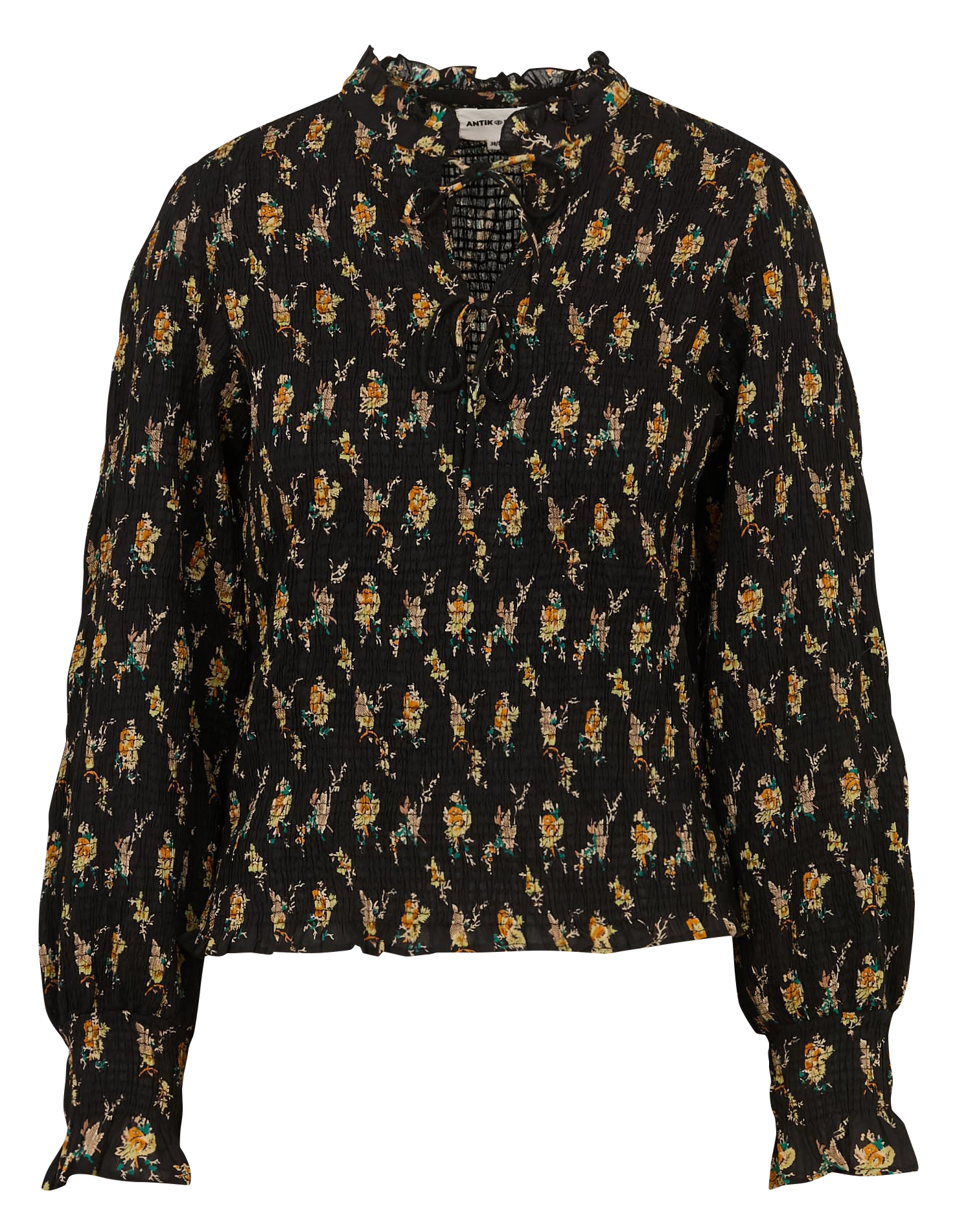 Bedruckte Bluse mit Falten aus Baumwolle ANTIK BATIK Schwarz