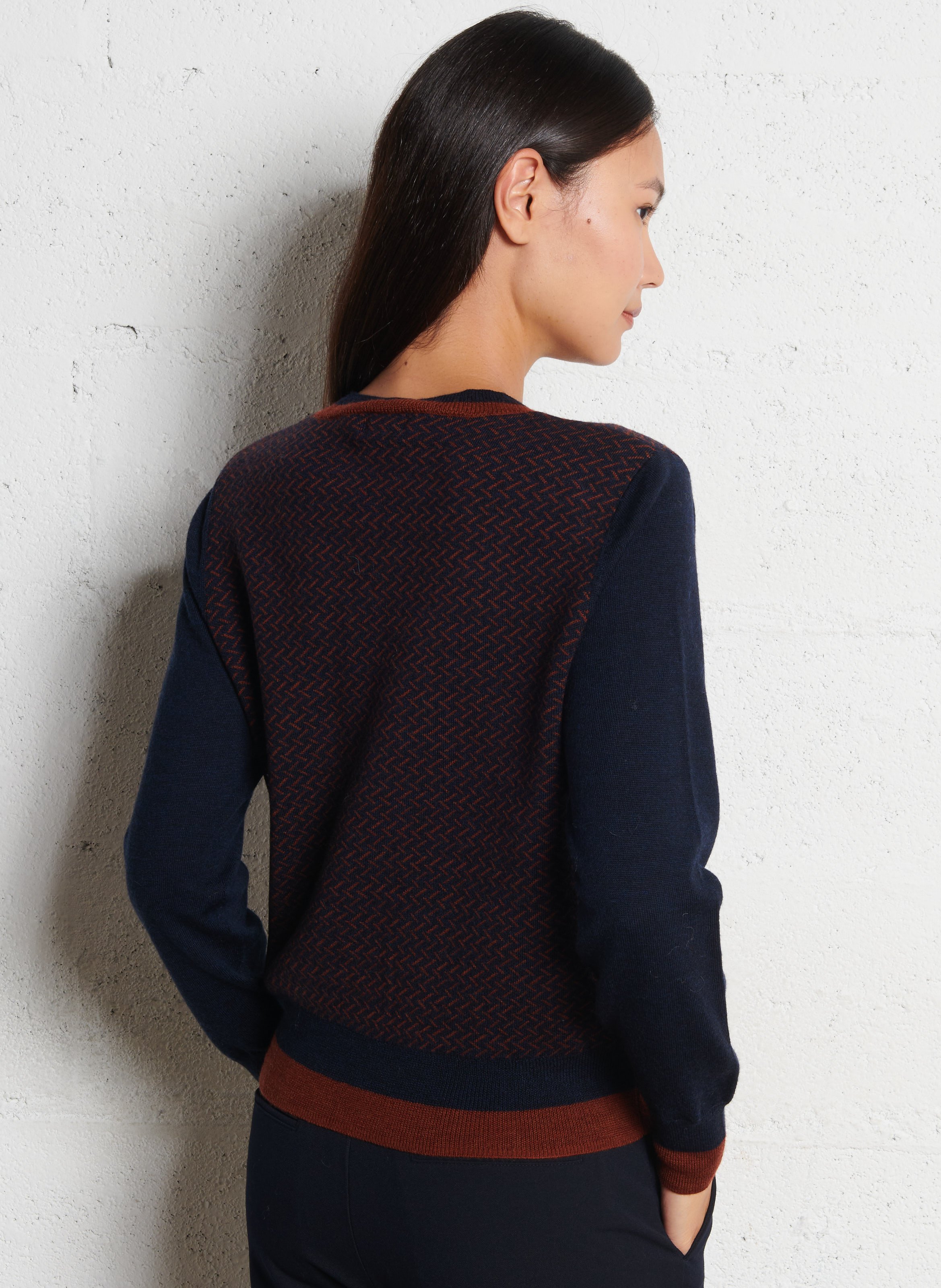 Cardigan oversize col rond en laine BENSIMON Bleu