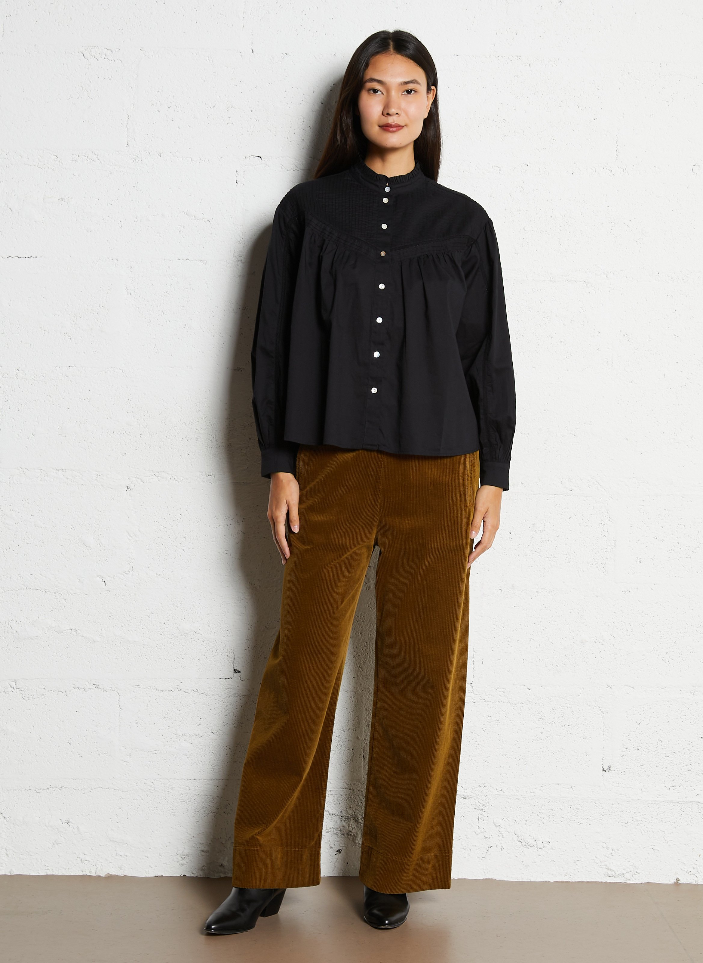 Victorian collar cotton blouse HOD PARIS Black