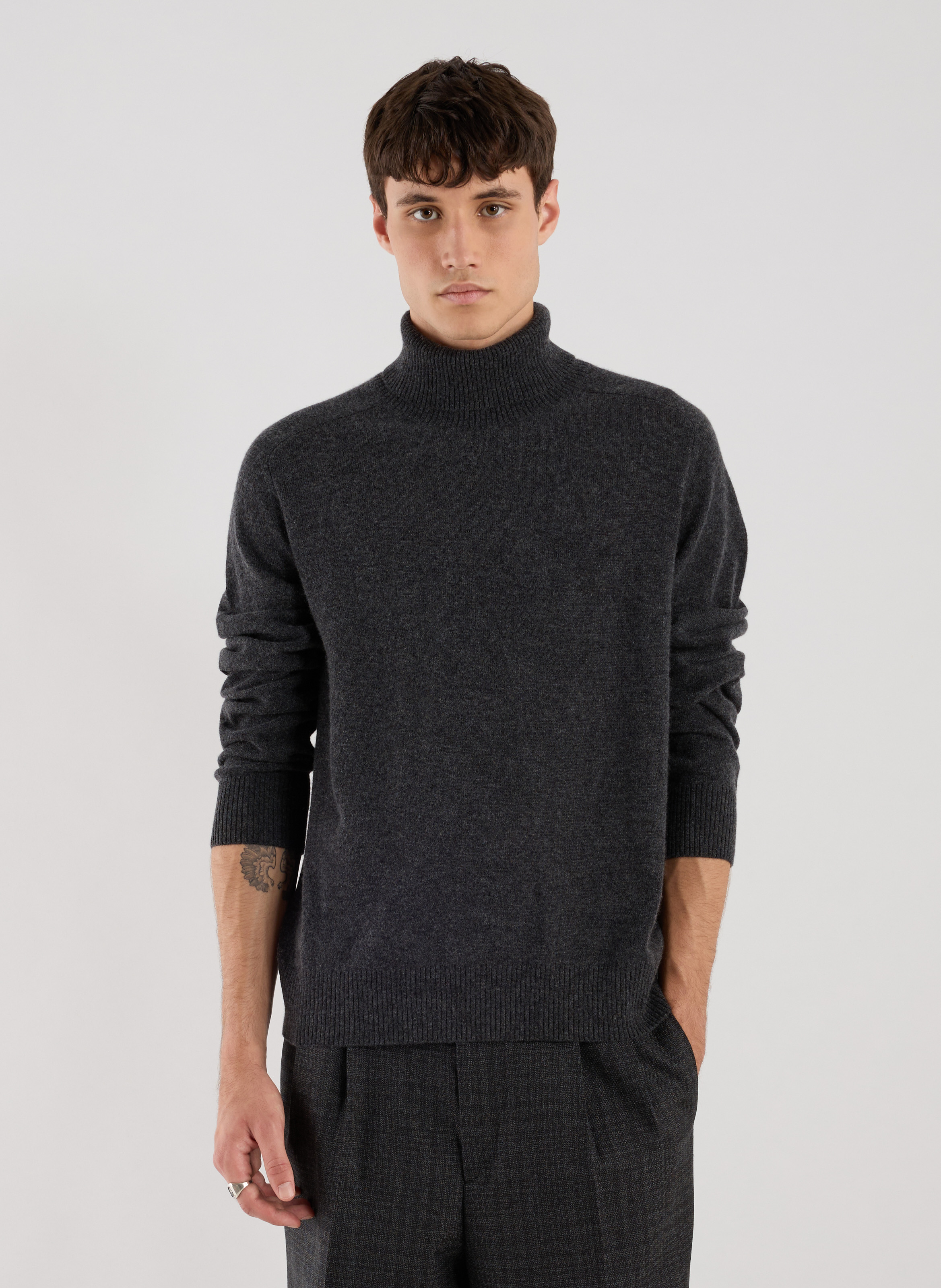 Ruimvallende trui van kasjmier met opstaande kraag SAISON 1865 Grijs