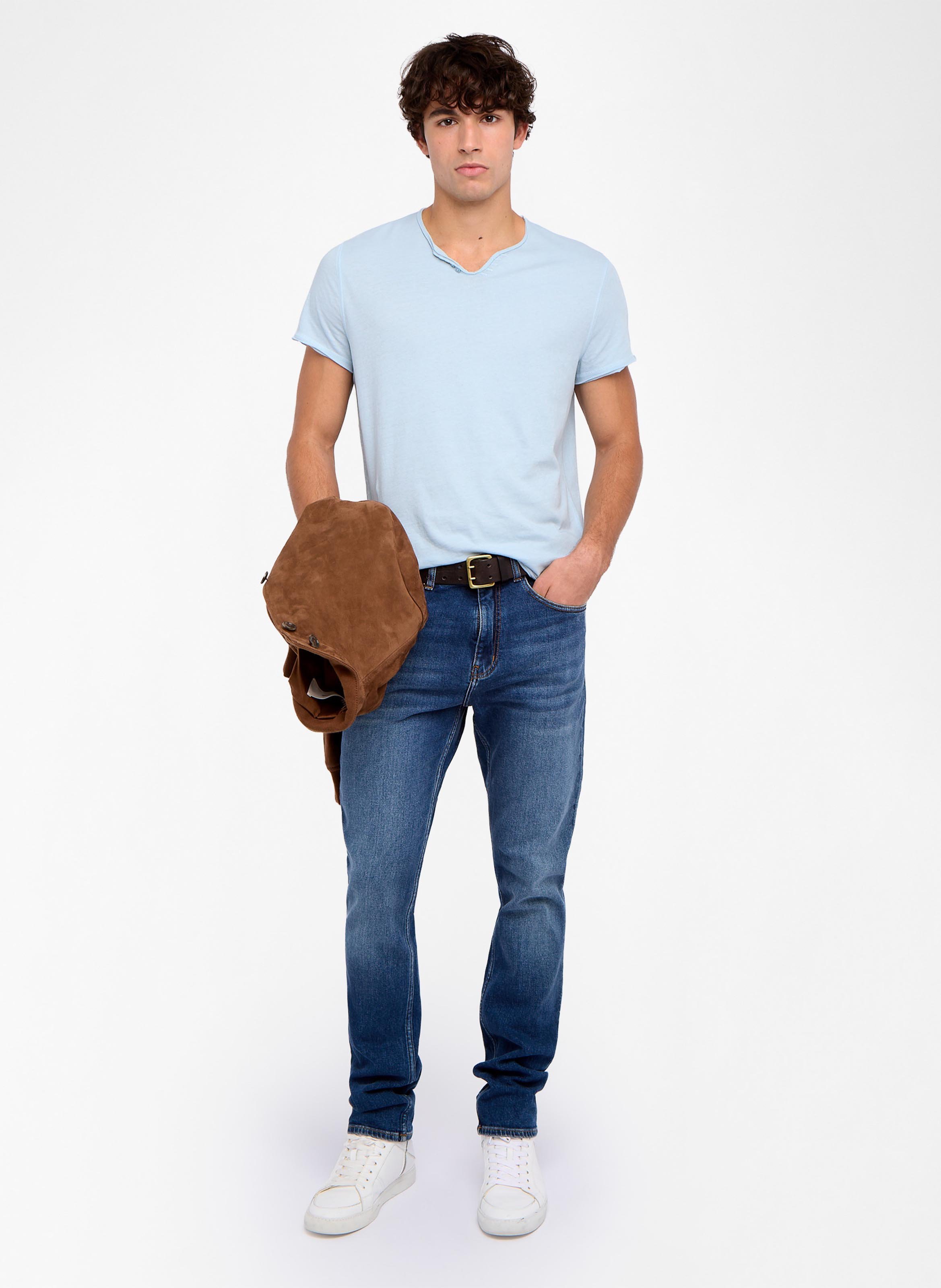 Straight-cut cotton henley T-shirt ZADIG&VOLTAIRE Blue