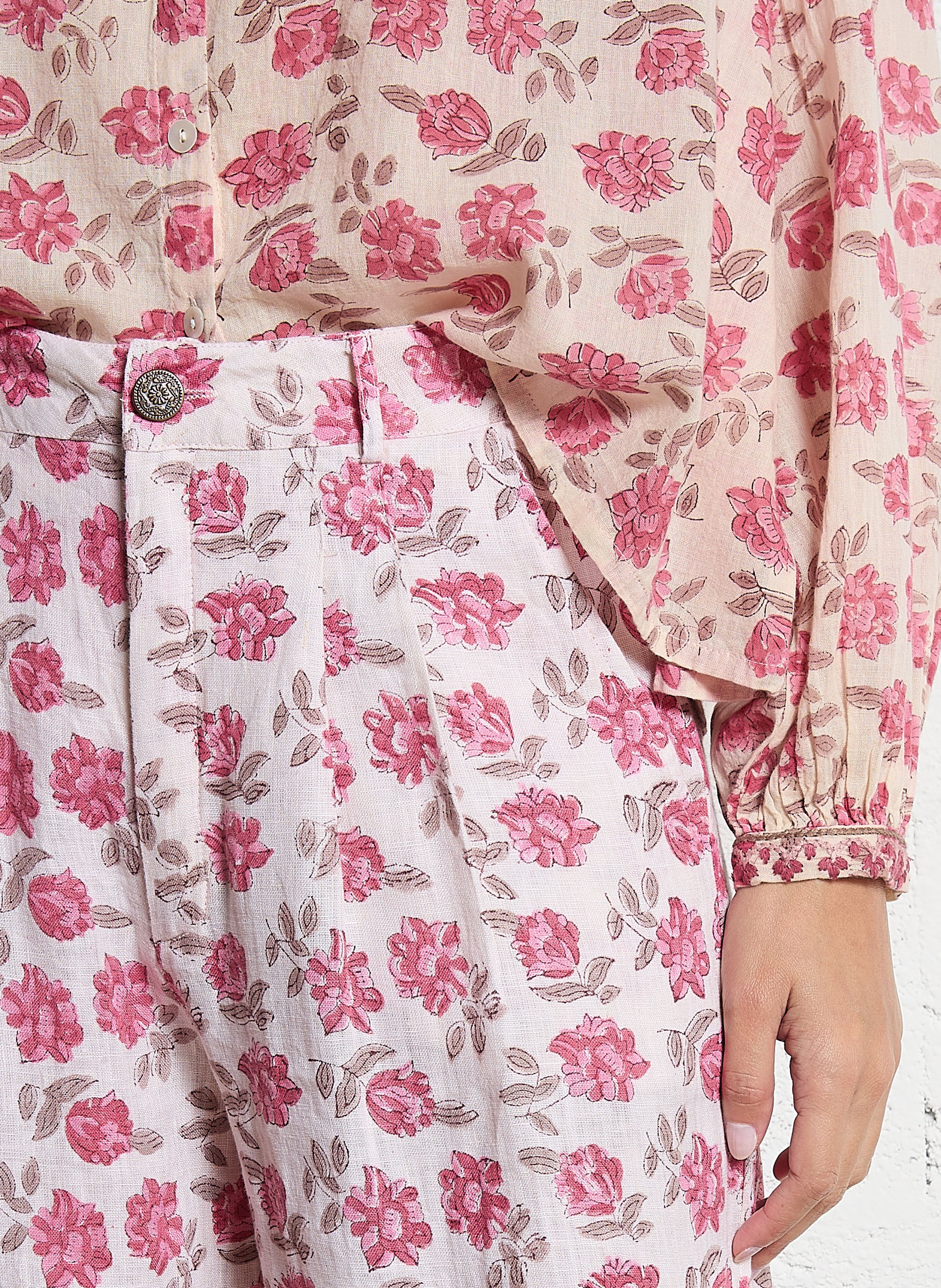 Gerade geschnittene Leinenhose MAISON HOTEL Rosa