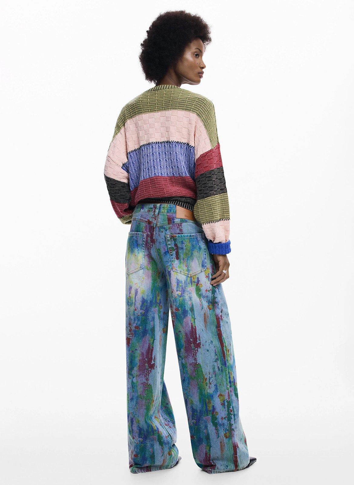 Jean large imprimé en coton mélangé DESIGUAL Bleu