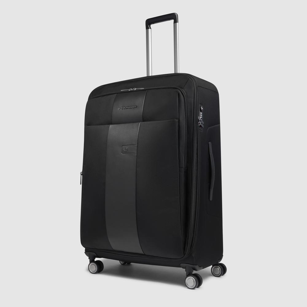 Large 4-wheel suitcase, expandable with shockproof protection and TSA lock PIQUADRO Black