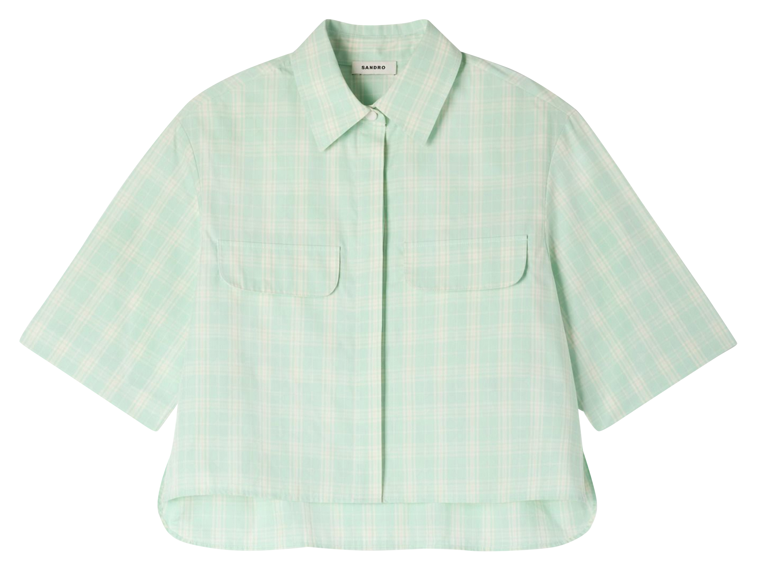 Geruite katoenen overhemd SANDRO Groen