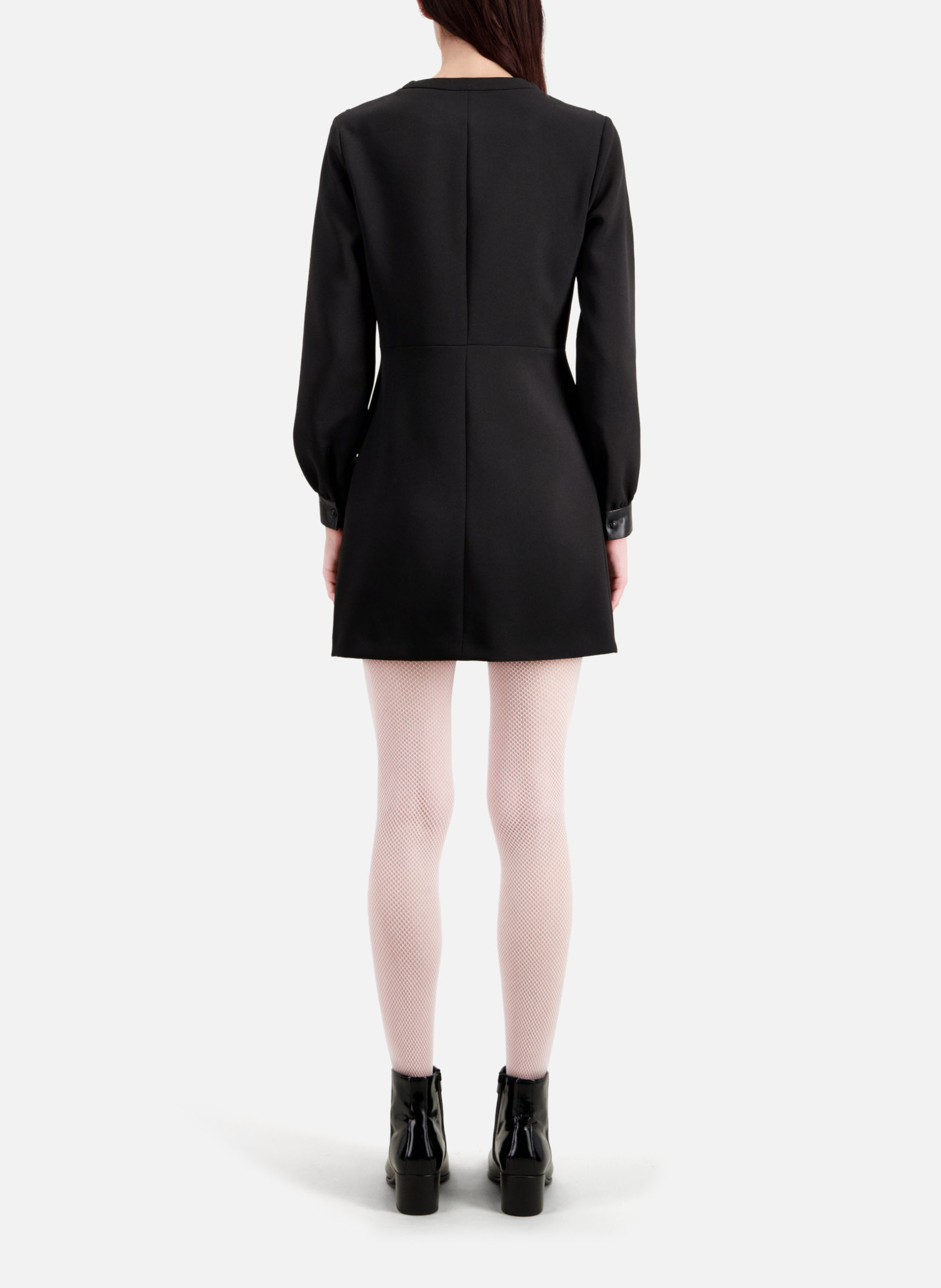 Robe courte col rond boutonnée en crêpe  THE KOOPLES Noir