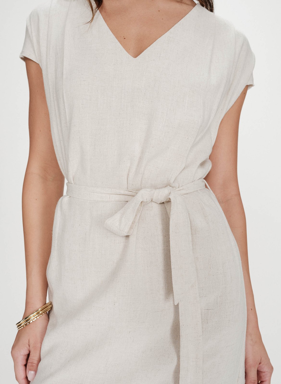 Robe courte col V GRACE ET MILA Beige