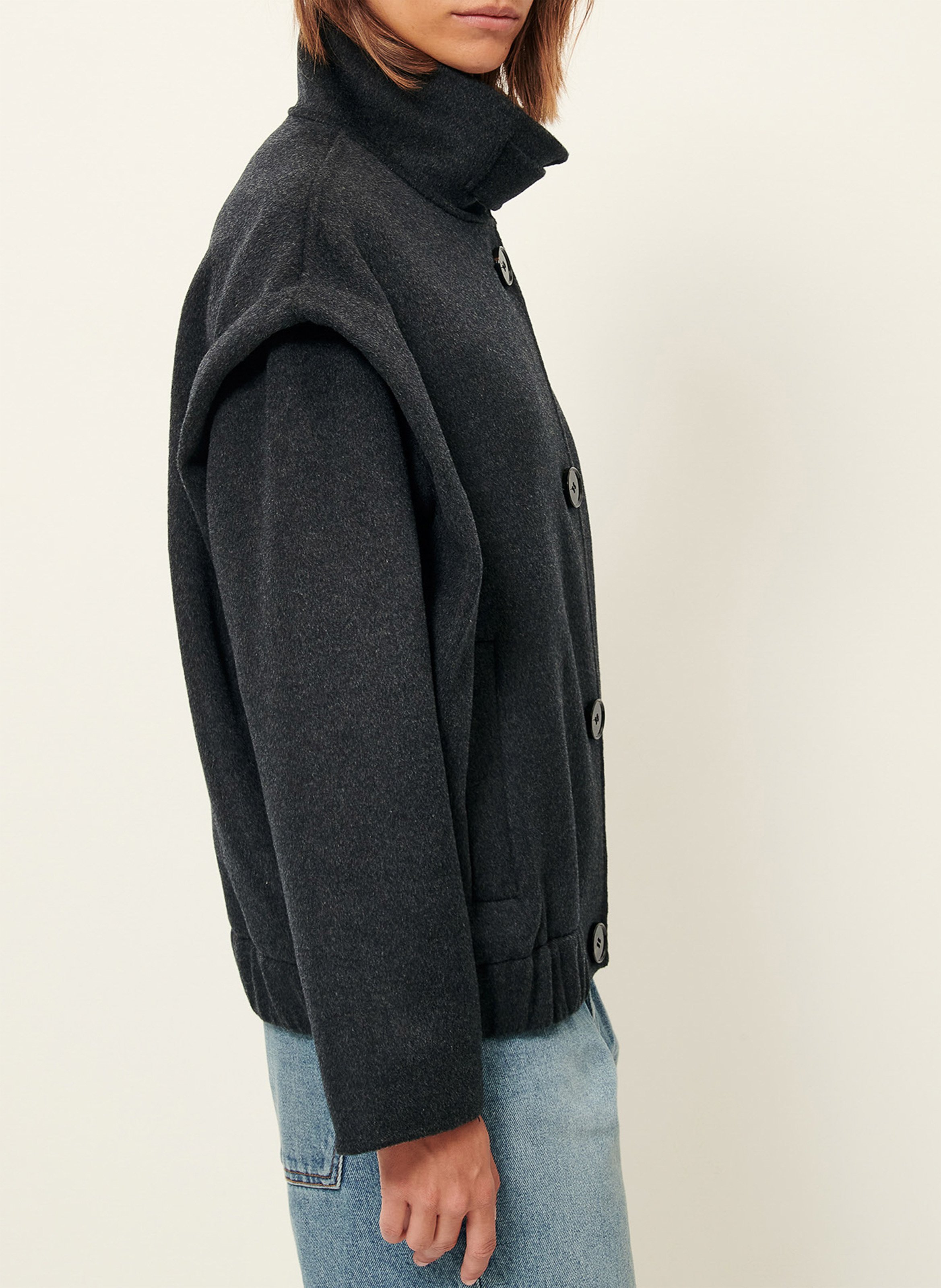 Robe courte ajustée à encolure américaine SESSUN Gris