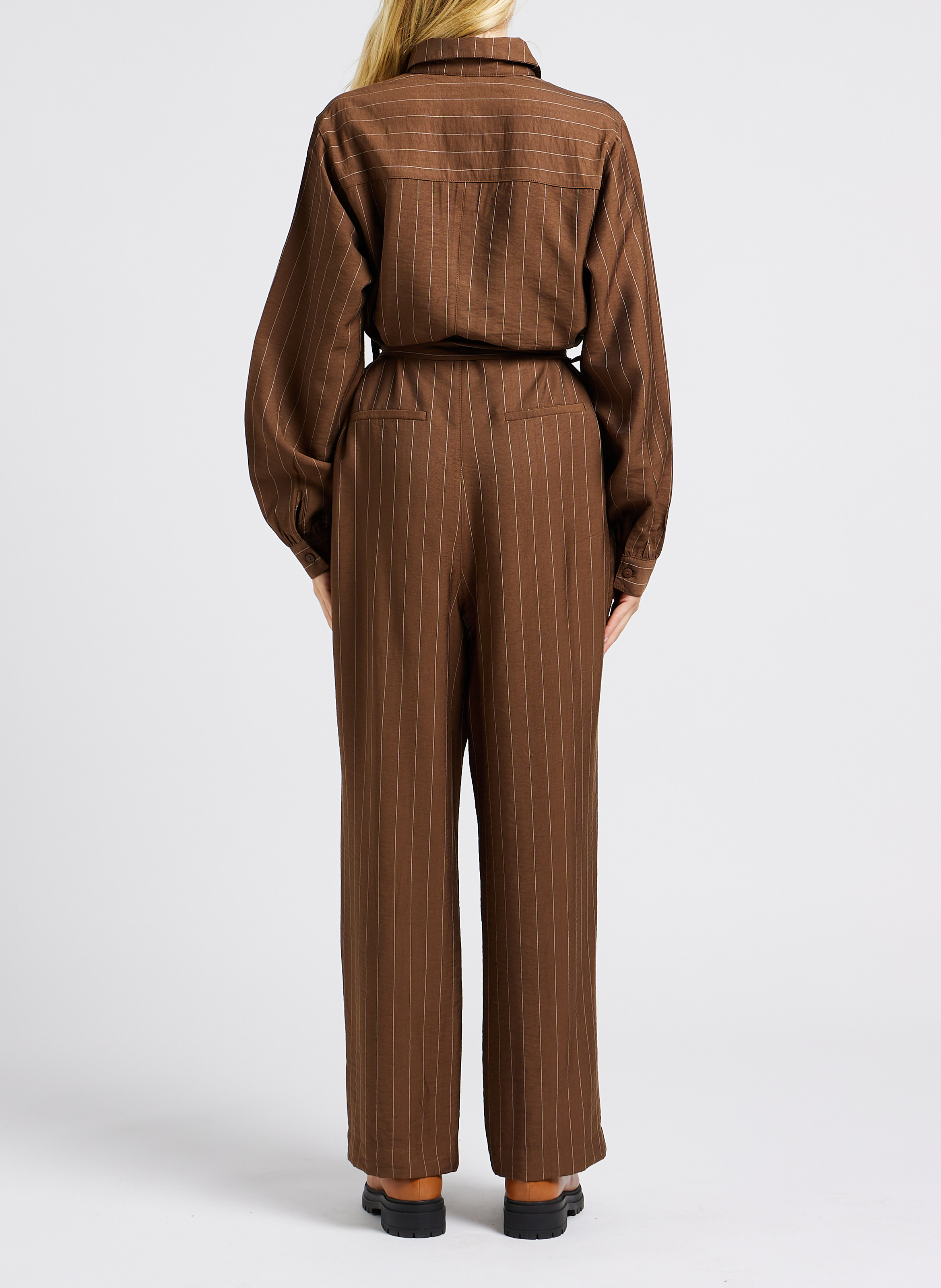Gerade geschnittener, bedruckter Jumpsuit mit klassischem Kragen und Streifen MOSS COPENHAGEN Mehrfarbig