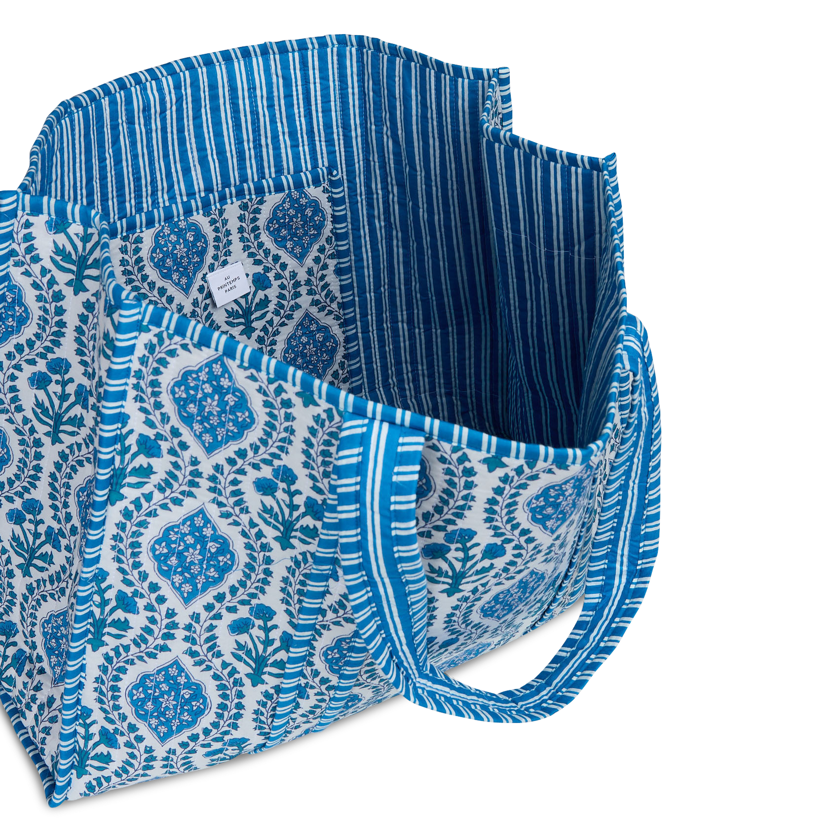 Bolso shopper de algodón estampado AU PRINTEMPS PARIS Azul