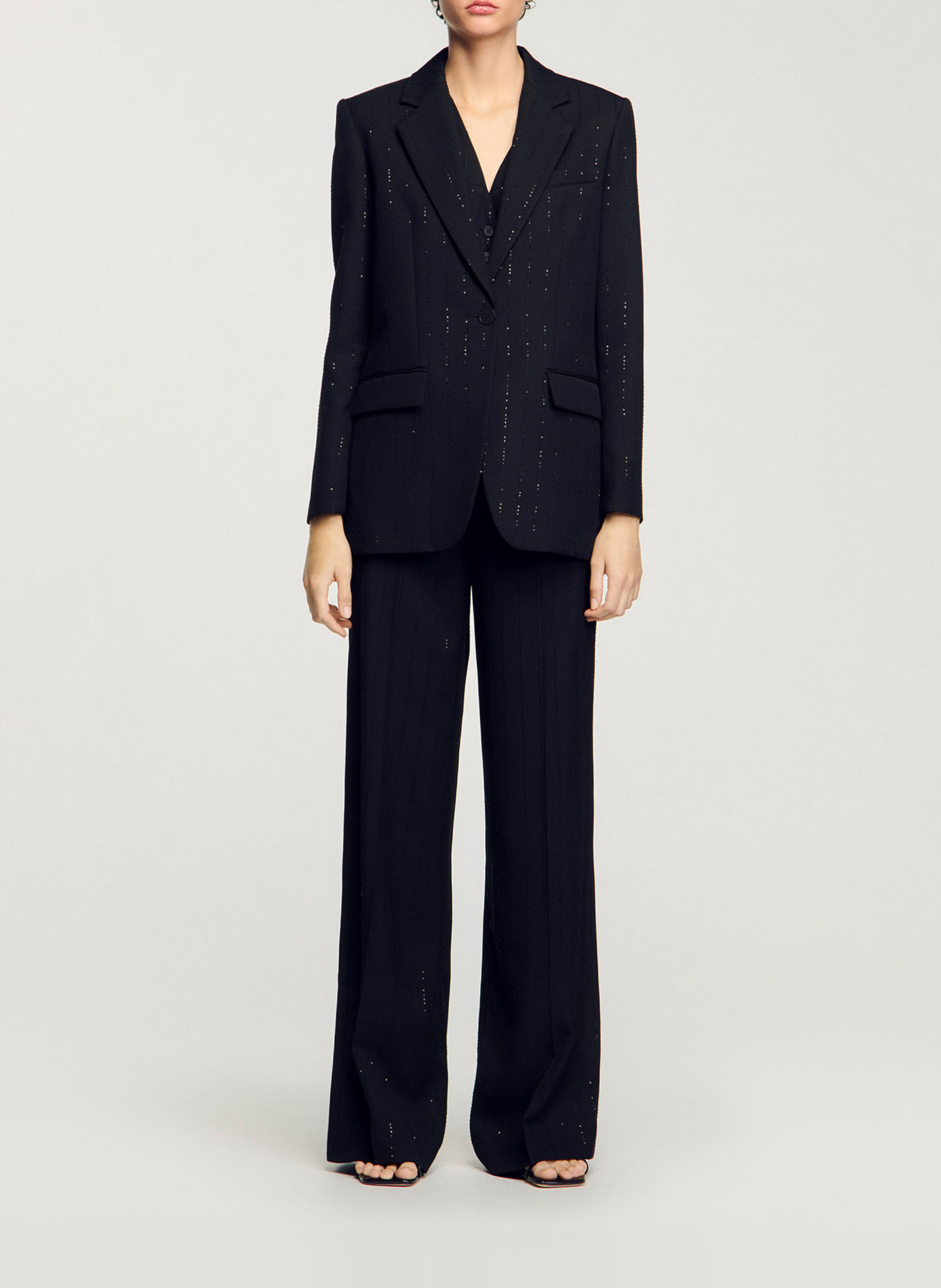 Striped blazer with sequins SANDRO Black
