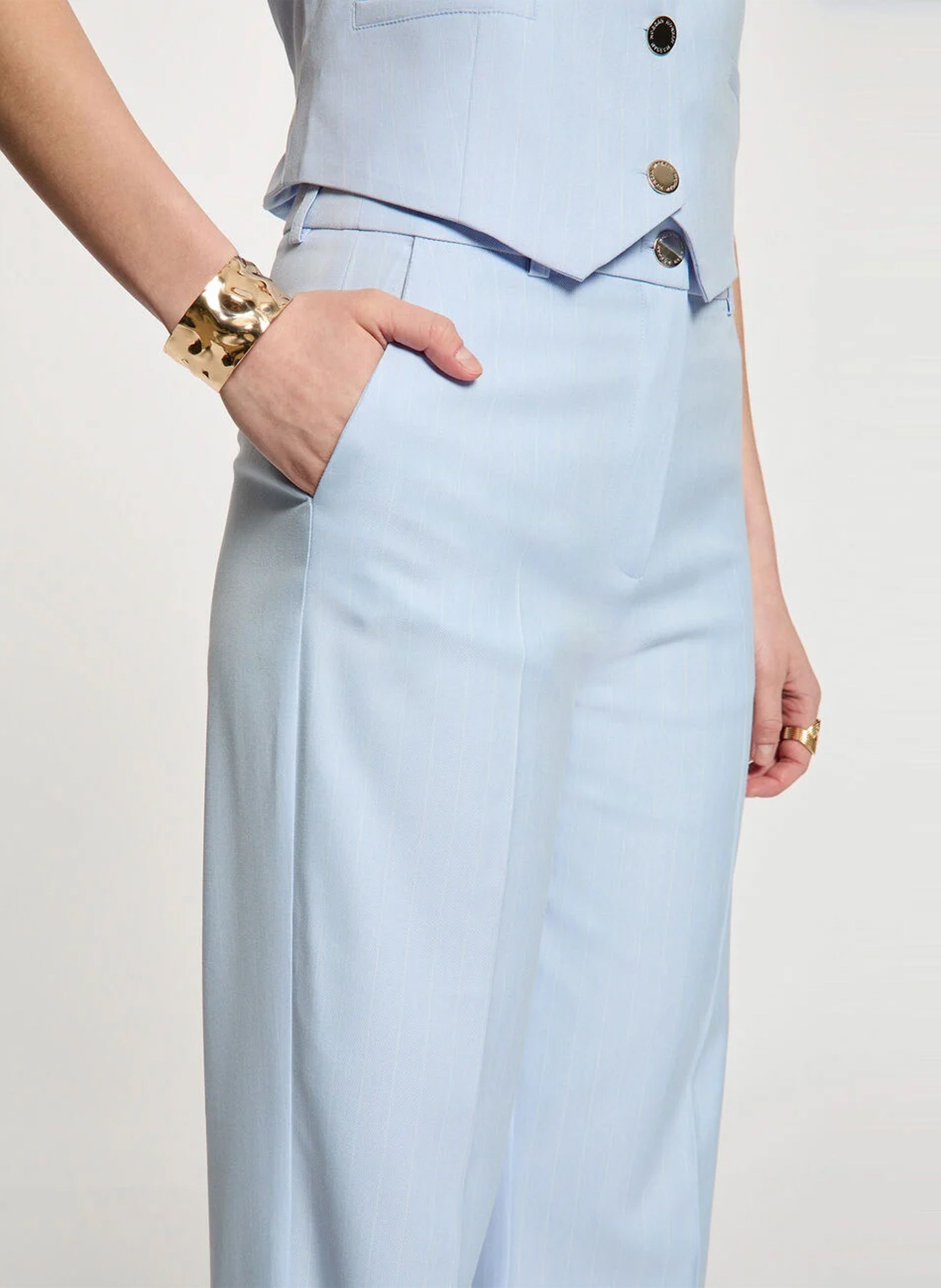 High-waisted straight-leg pants MORGAN Blue