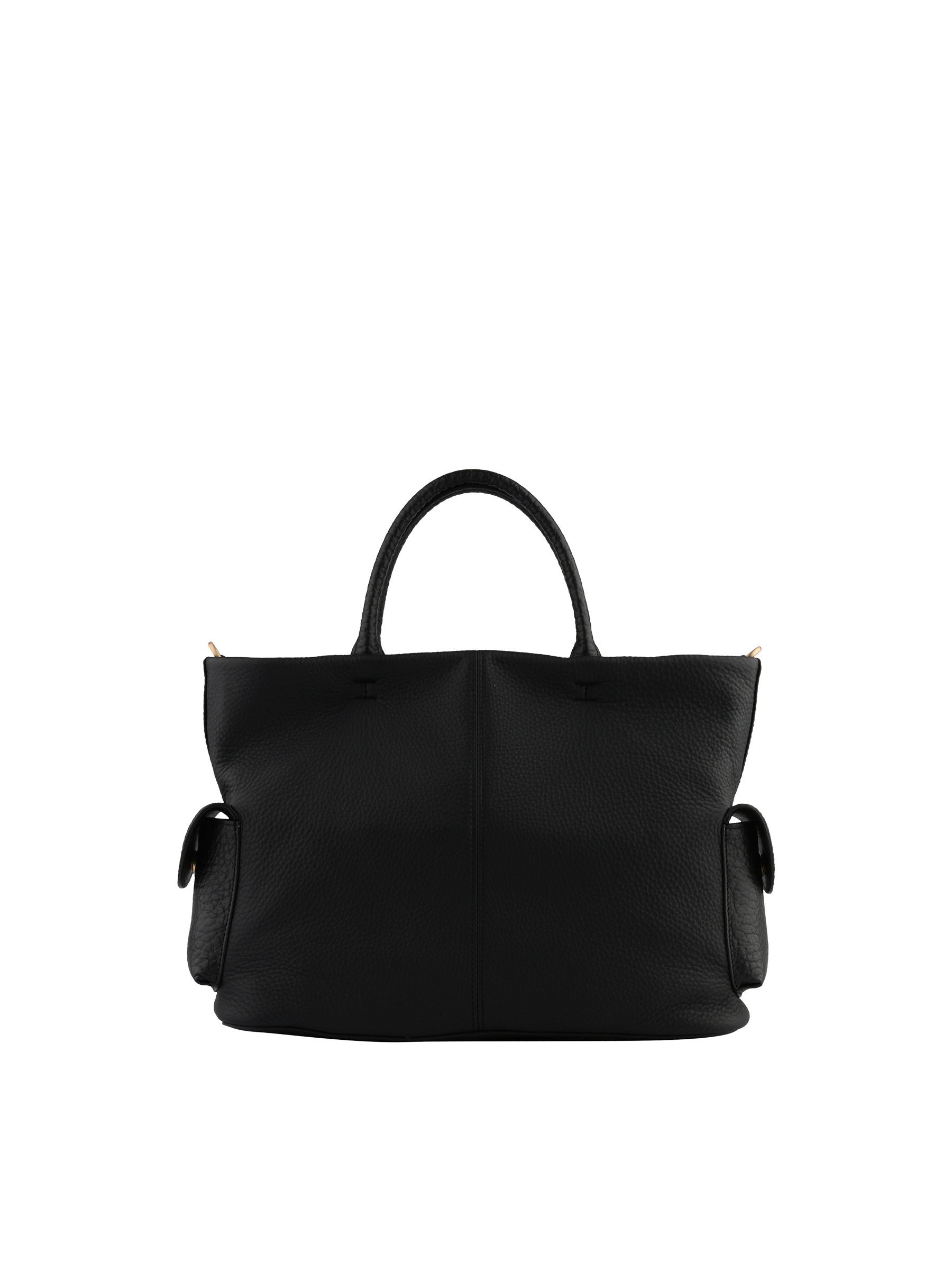 Calfskin leather handbag POURCHET Black