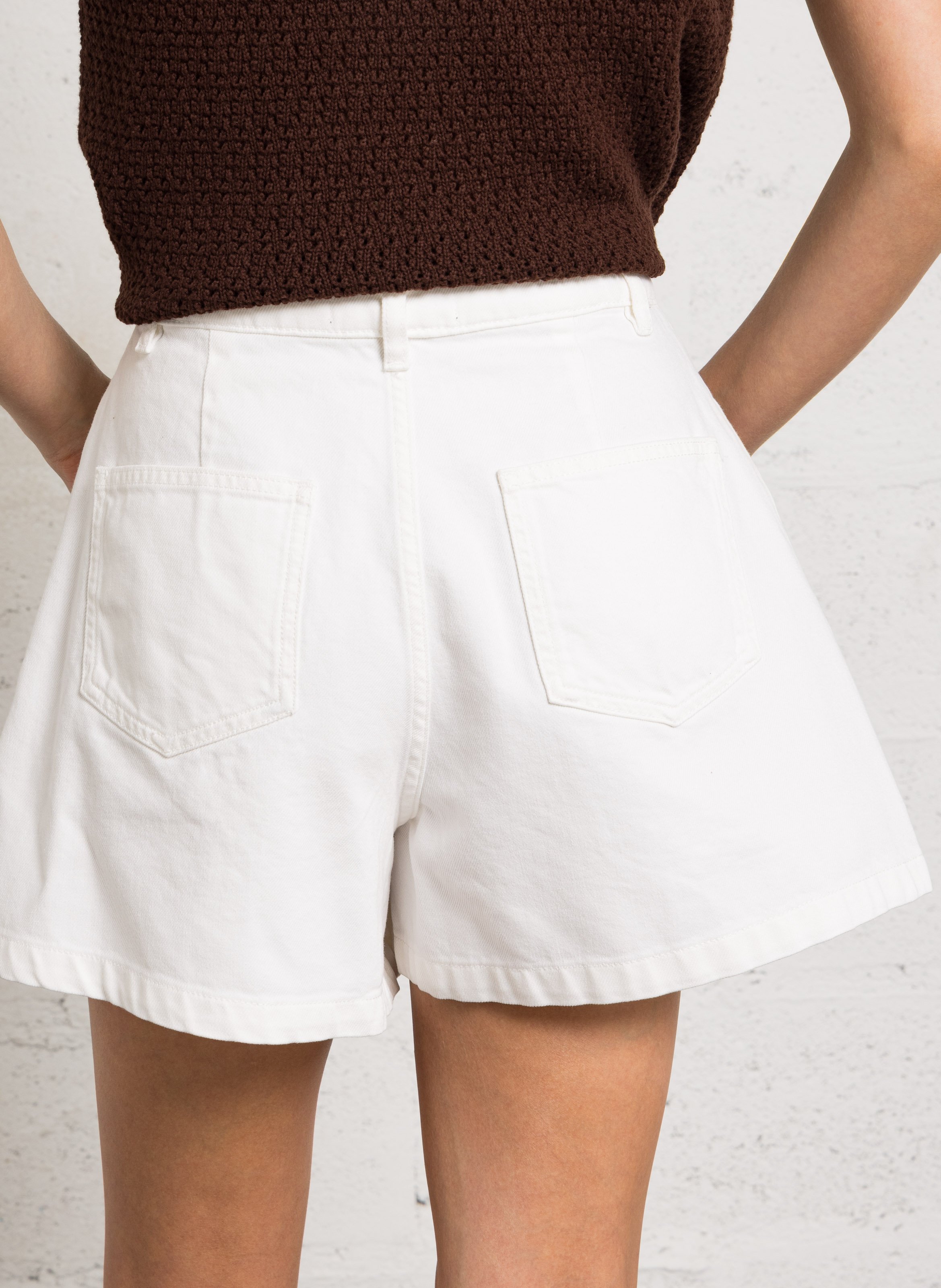 High-waisted wide-leg shorts BERENICE White