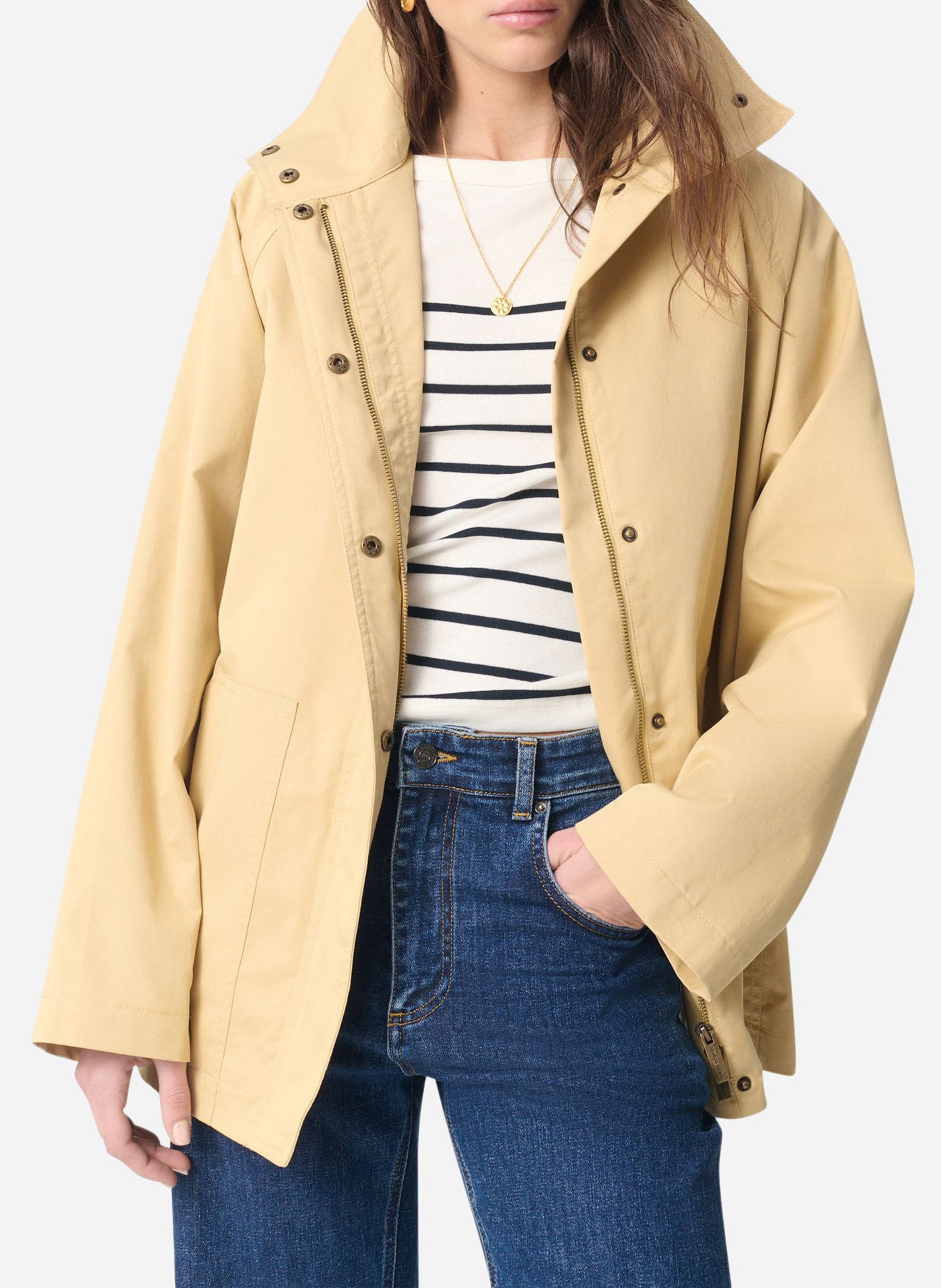 Chaqueta de mezcla de algodón con cuello alto VANESSA BRUNO Beige