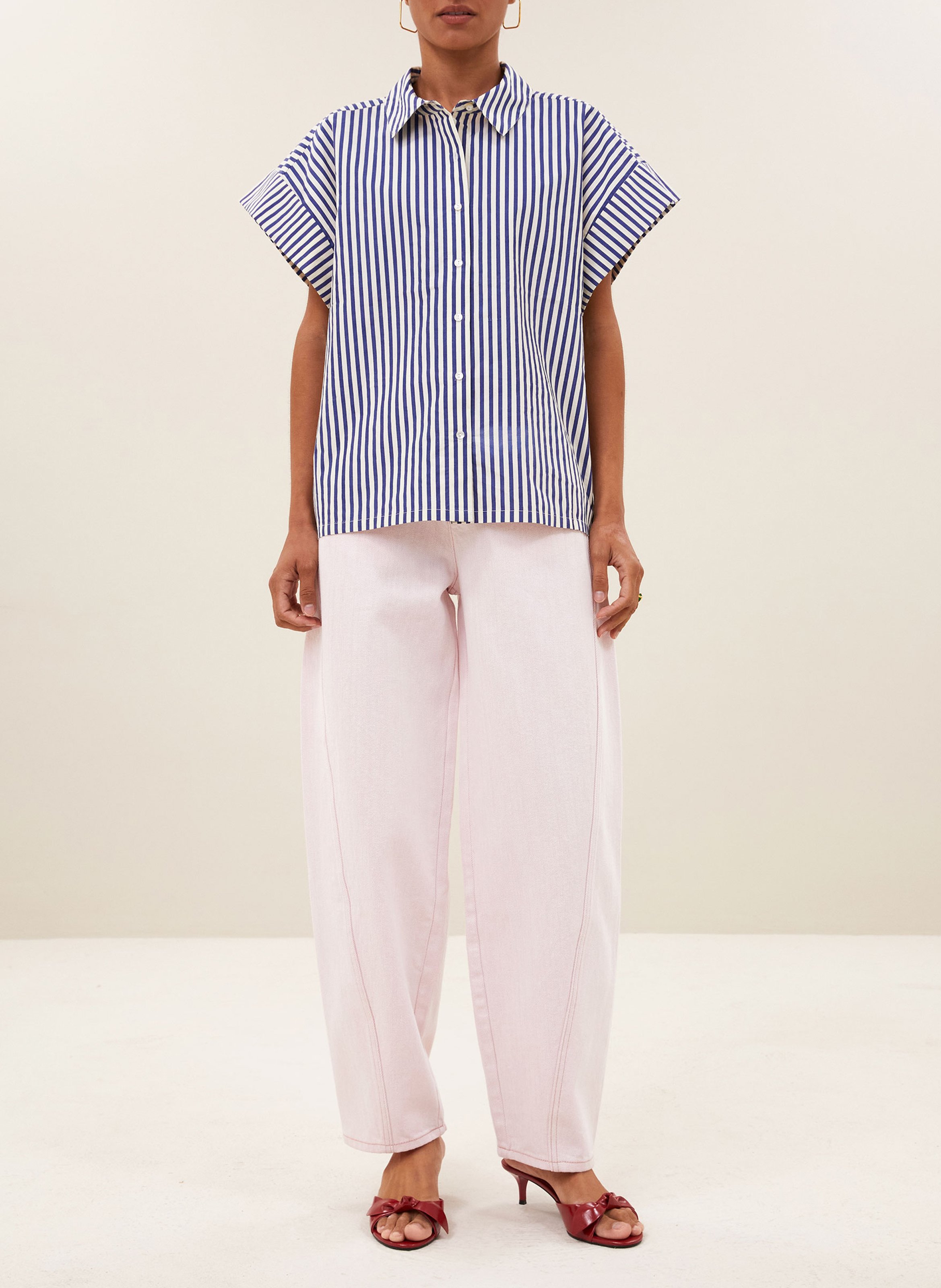 Chemise col classique en coton bio BY BAR Bleu