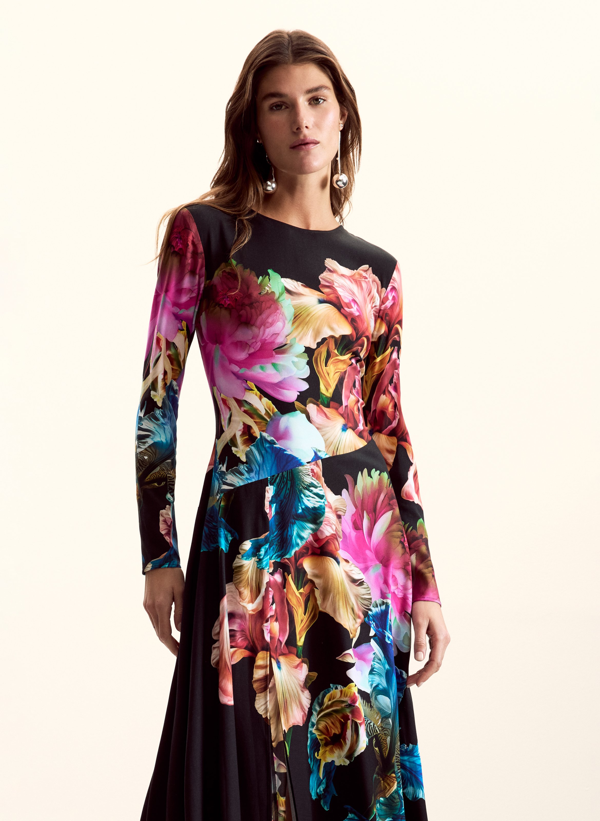 Midi-A-Linien-Kleid mit Rundhalsausschnitt DESIGUAL Schwarz