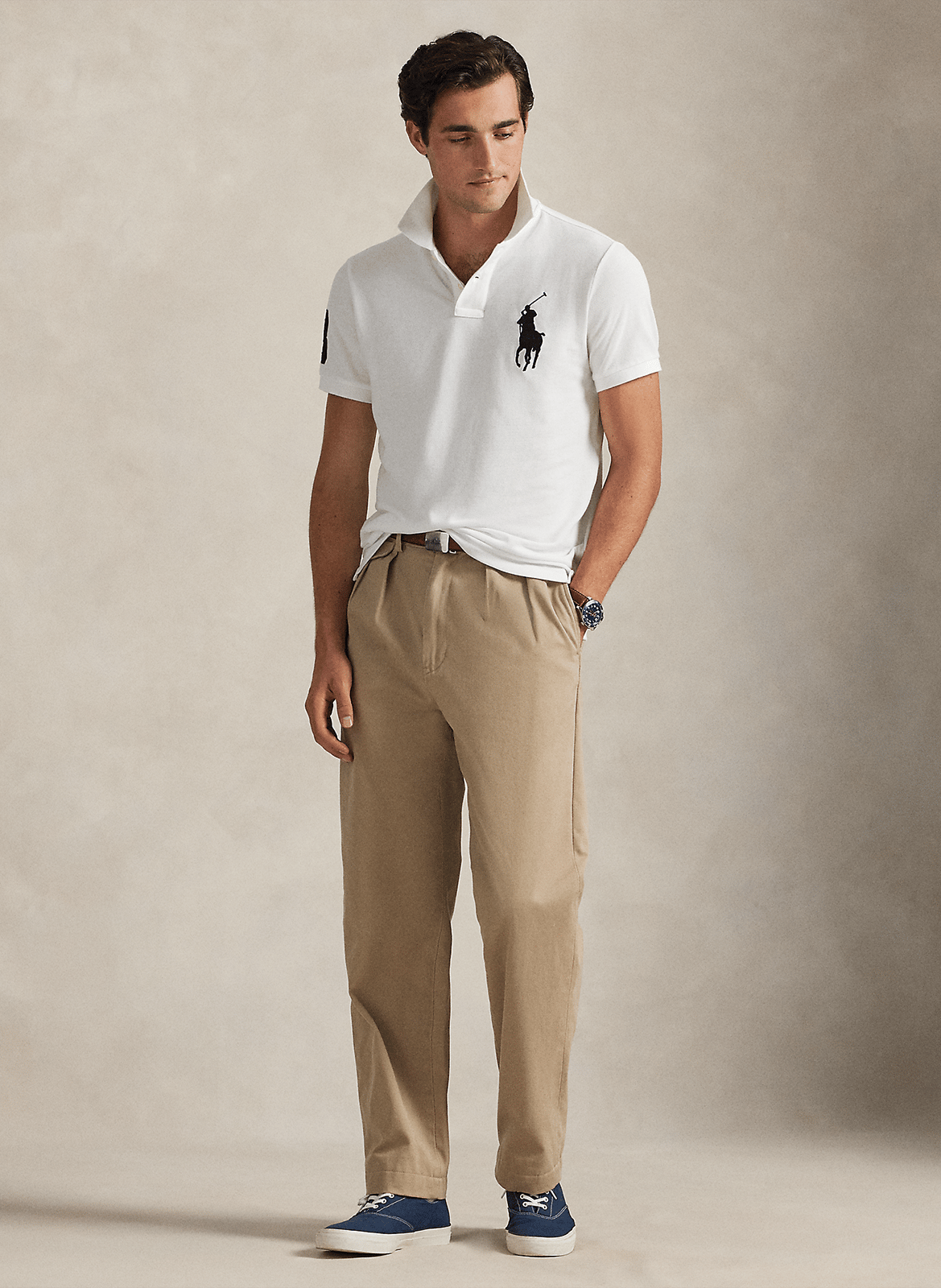 Polo slim brodé en coton POLO RALPH LAUREN Blanc