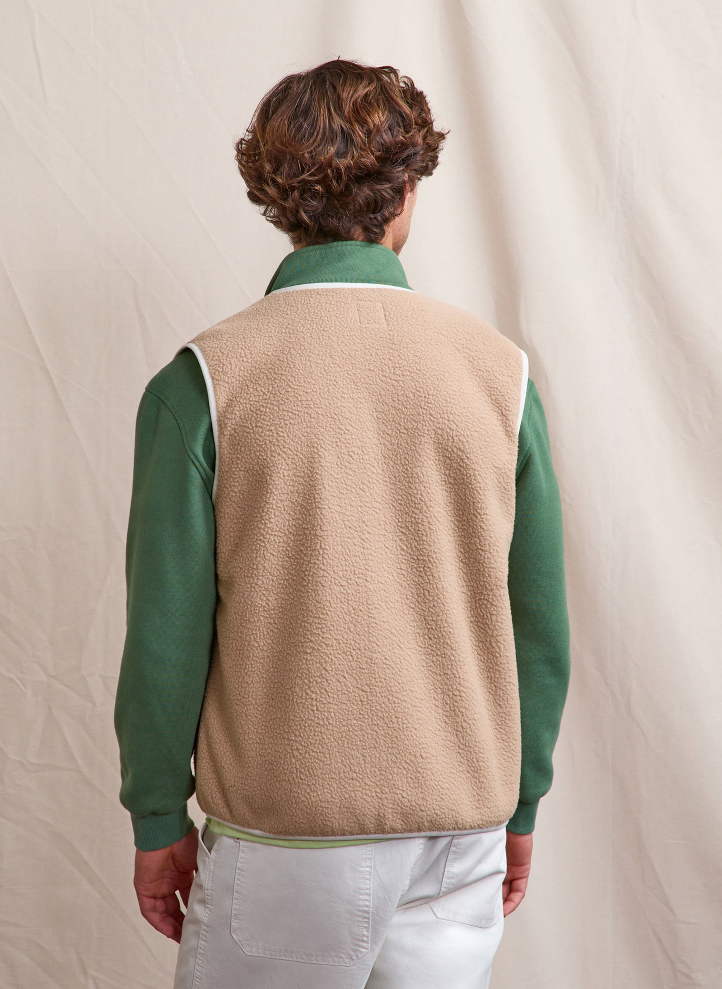 Rechte sherpa vest met V-hals FAGUO Beige