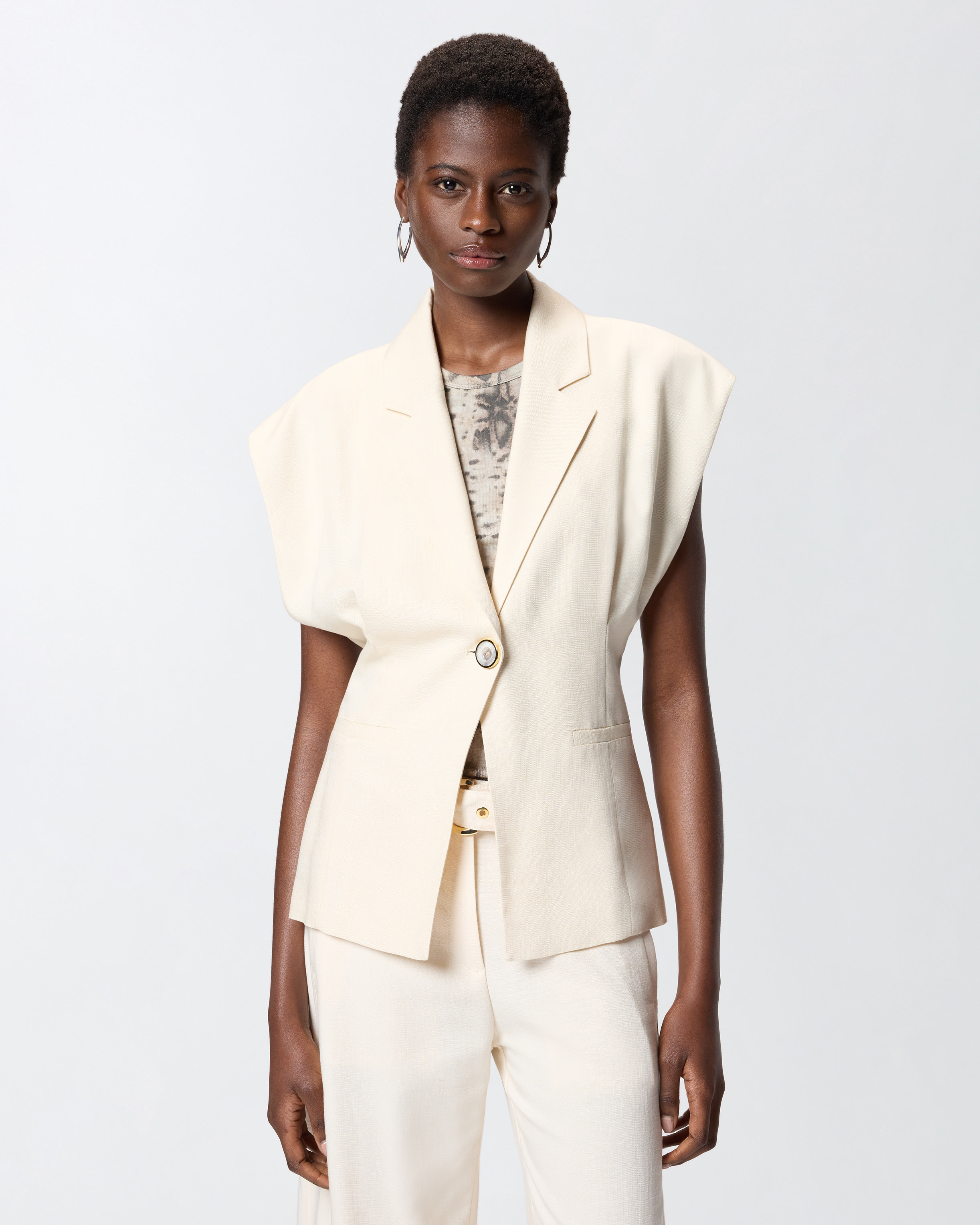 Veste sans manches effet rustique PINKO Beige