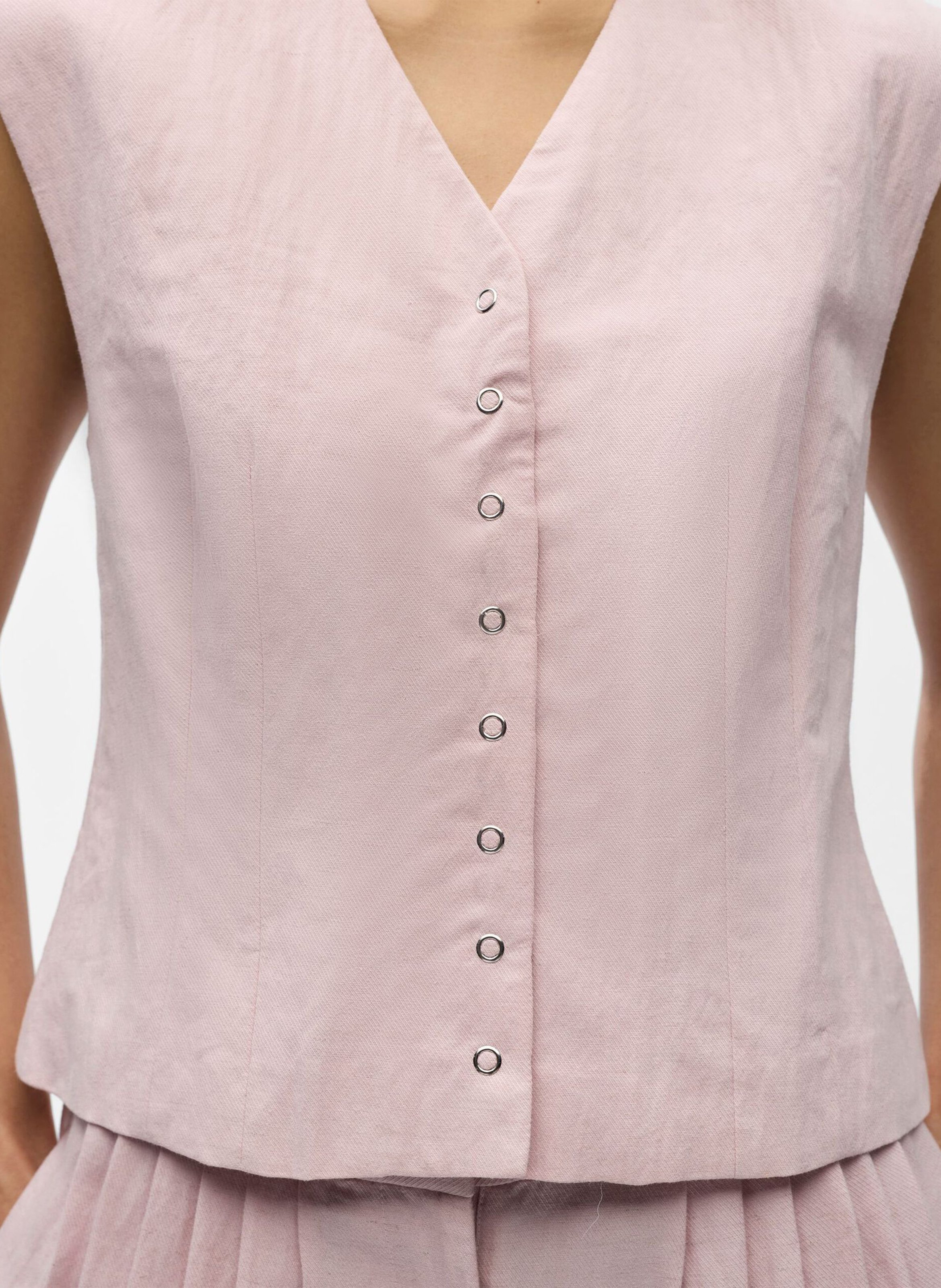 Fitted V-neck vest Pink