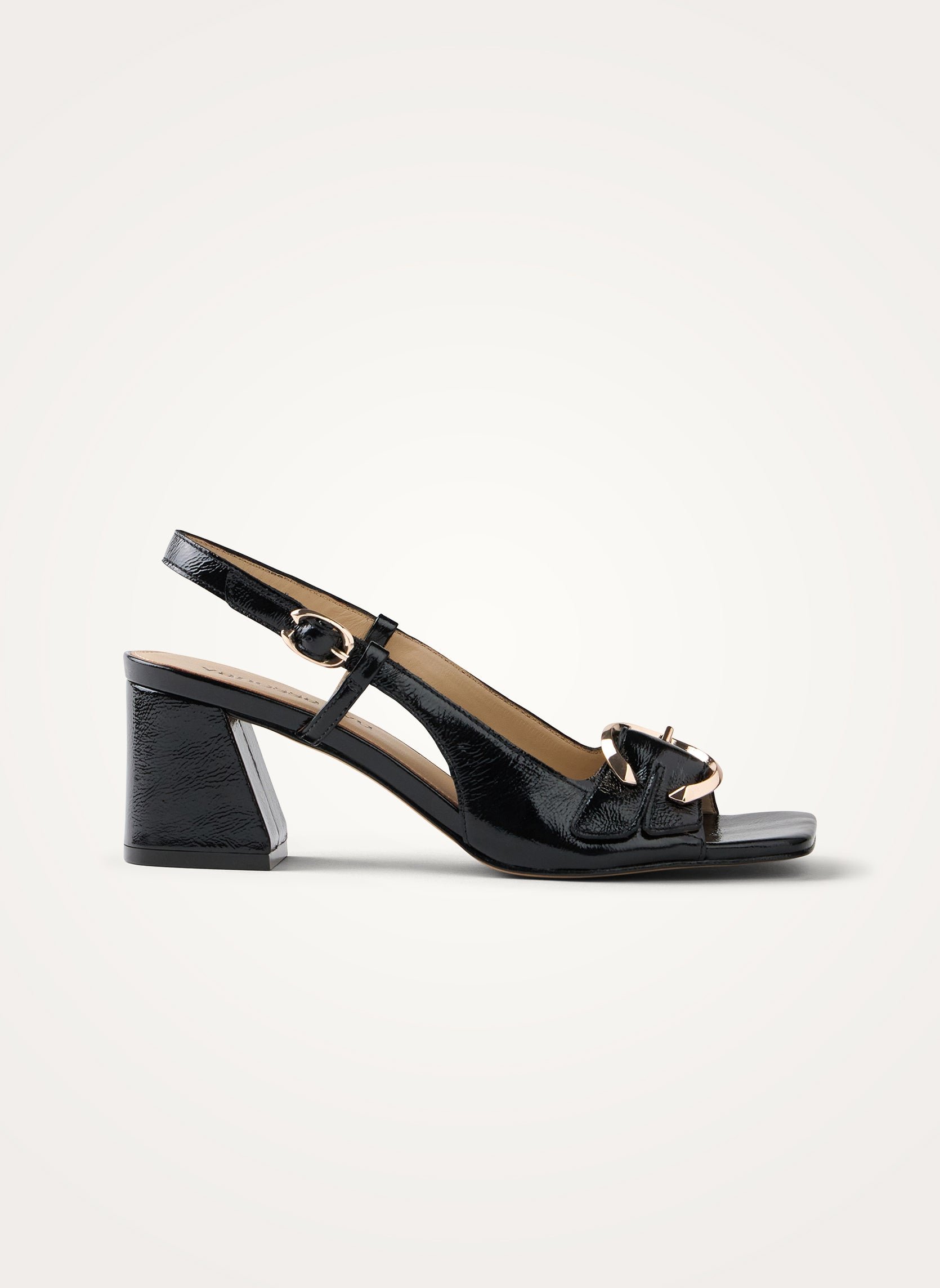 Sandals in aged effect patent leather with strap and heel VANESSA WU